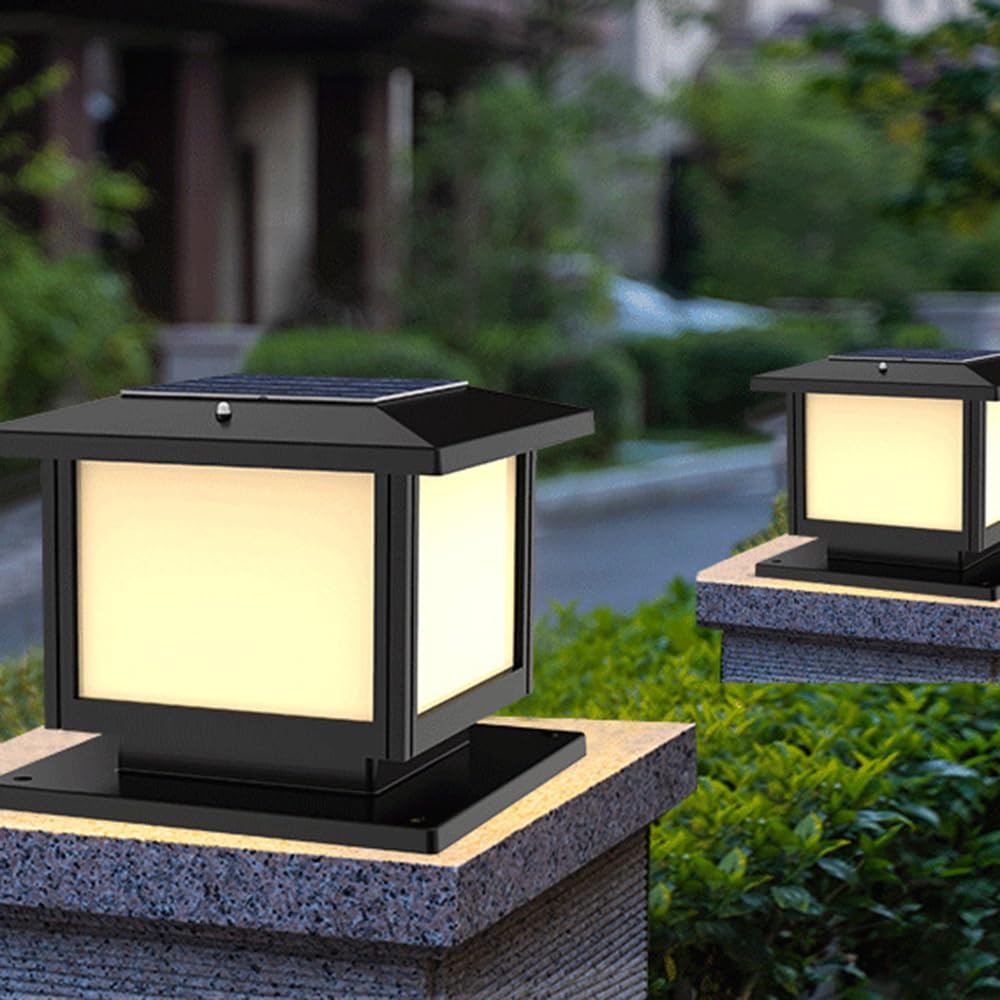 Minimalistyczna czarna zewnętrzna lampa solarna, idealna na