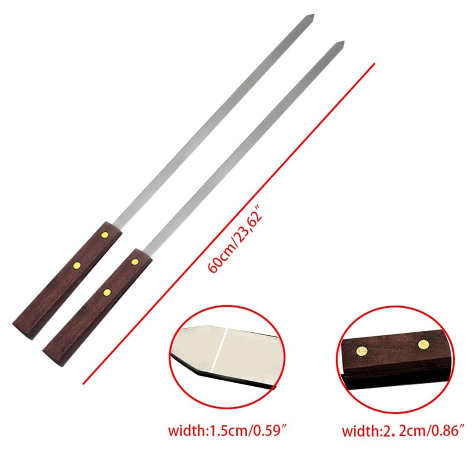 Spiedini di Kebab, 60 cm 23,6 '' Grandi griglie per barbecue Spiedini Manico lungo Forchetta per barbecue Acciaio inossidabile Stile brasiliano Shish Kebab Spiedino per barbecue turco (Colore : 2 Pe
