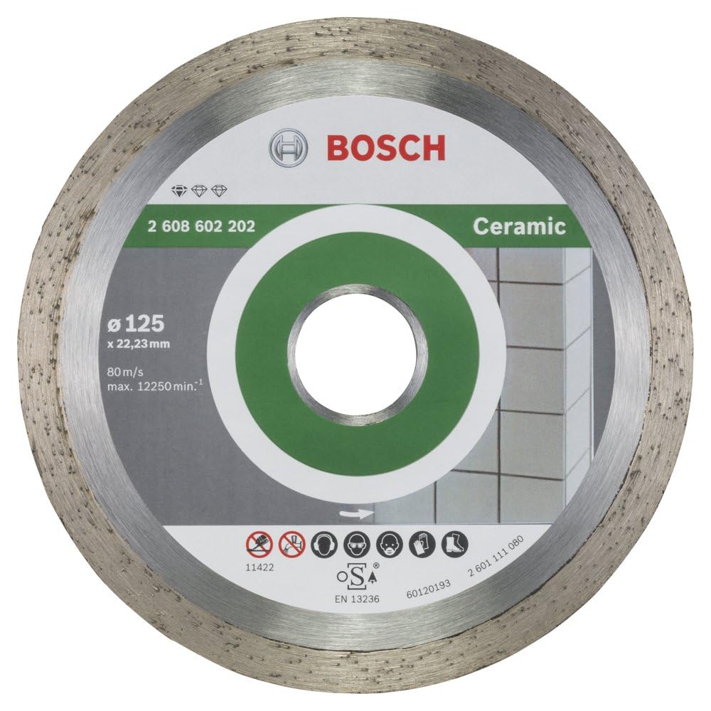 Bosch Professional 1x Disco Diamantato Standard for Ceramic, per Pietra, Piastrelle, Ceramica, Ø 125 x 22,23 x 1,6 x 7 mm, Accessori per Smeriglatrici Angolari Foro 22,23mm Ø 125mm 1 Pezzi