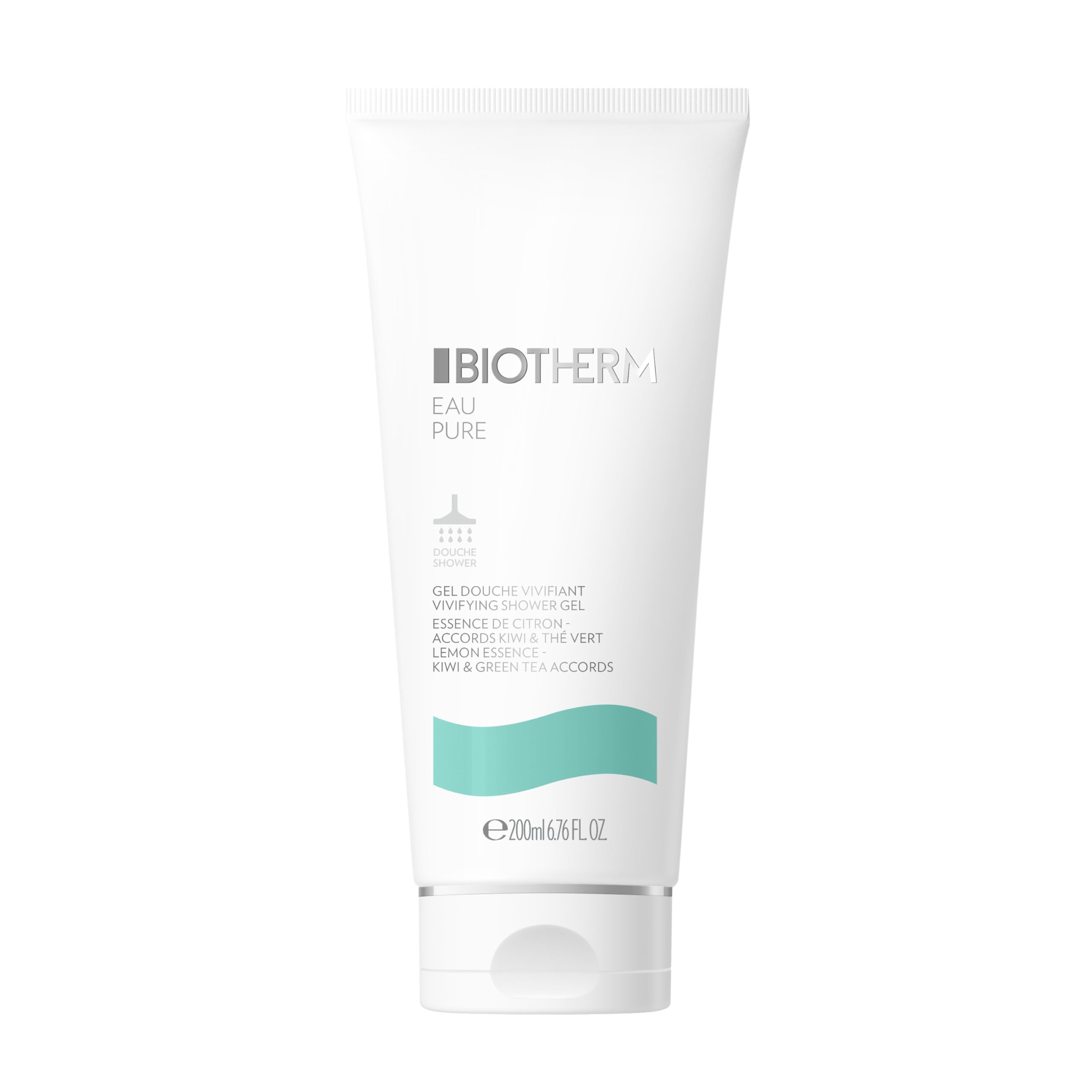 Biotherm Eau Pure Shower Gel, erfrischendes Duschgel für Damen, sanfte Duschseife mit ätherischen Ölen aus Limette, Grüner Tee und Kiwi, für eine geschmeidige Haut und frischen Duft, 200 ml