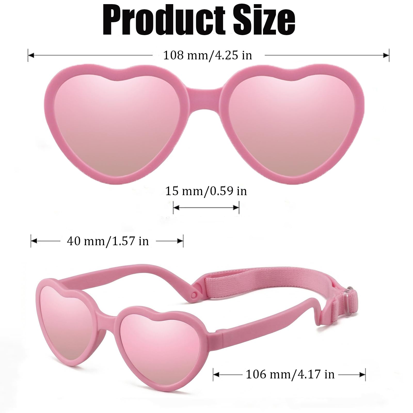 2pcs Baby Girl Polarized Sunglasses with Strap, Toddler Sunglasses for Infant Age 0-24 Months, Kids Travel Essentials - 3