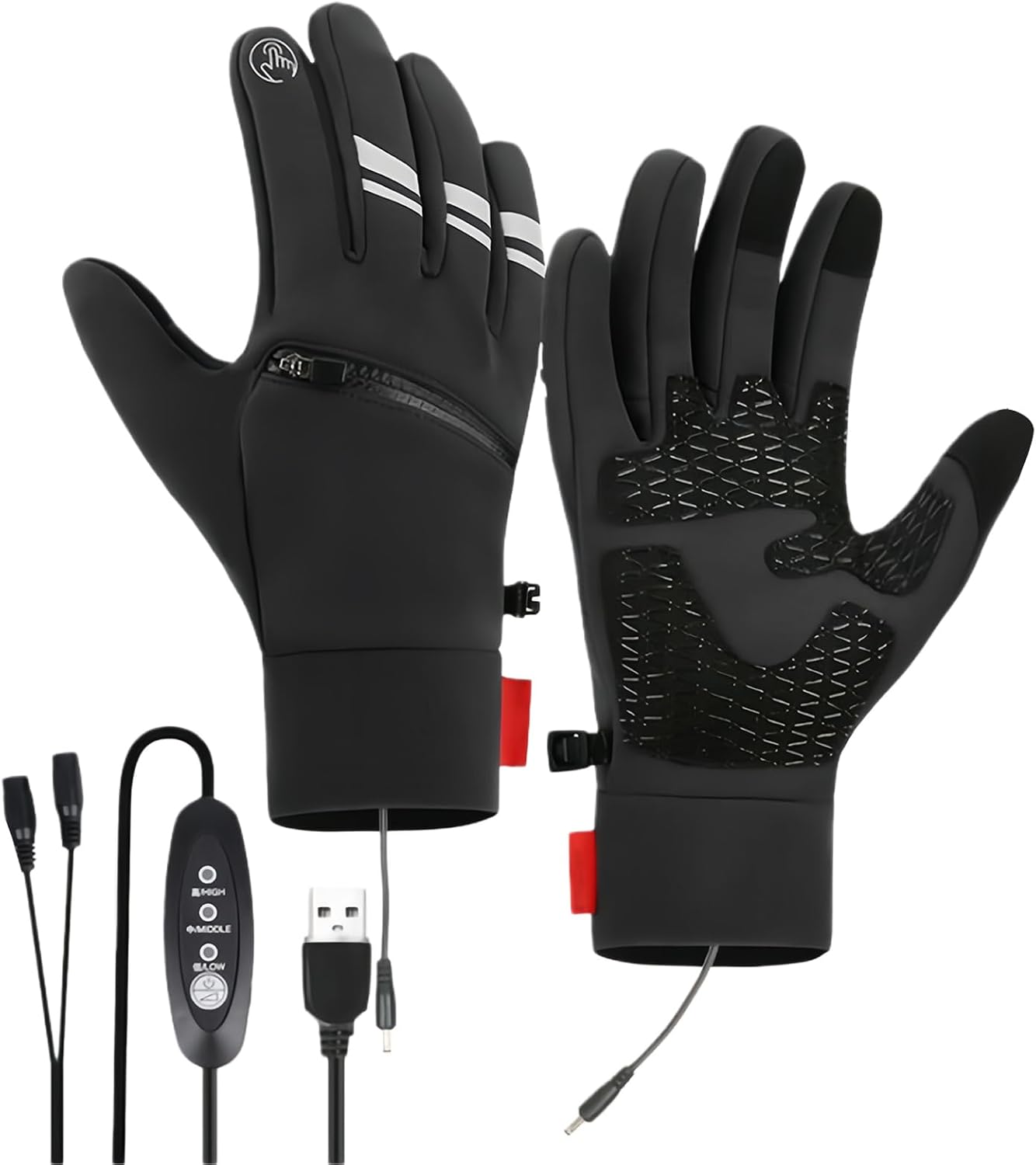 Heating Gloves | Waterproof Reusable Touchscreen Warmers,Portable USB Gloves | for Winter Hunting Camping Football Golf Work Motorcycle Outdoor Offices