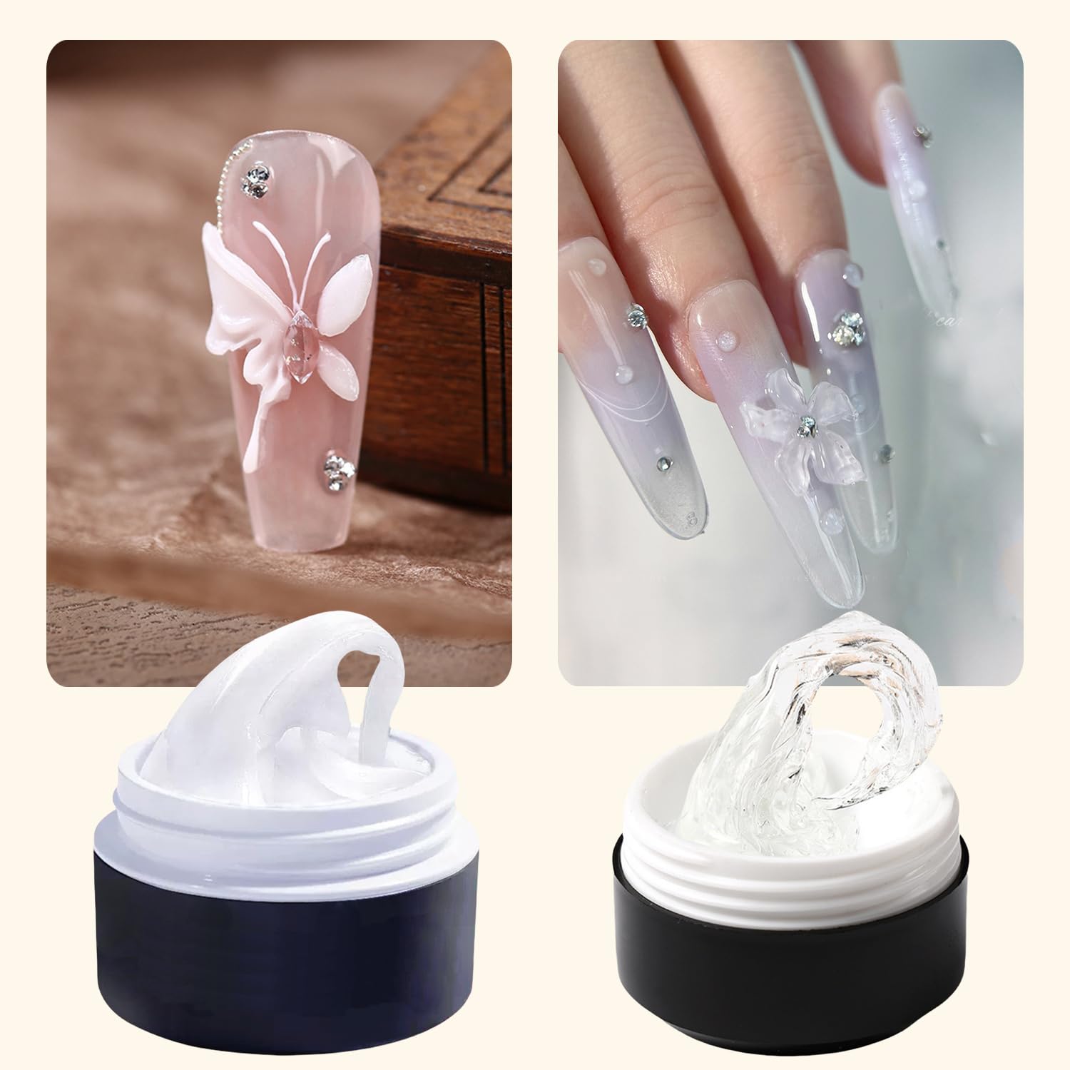 2 szt. Solid Sculpture Builder Gel 15ML przezroczysty biały żel do przedłużania paznokci