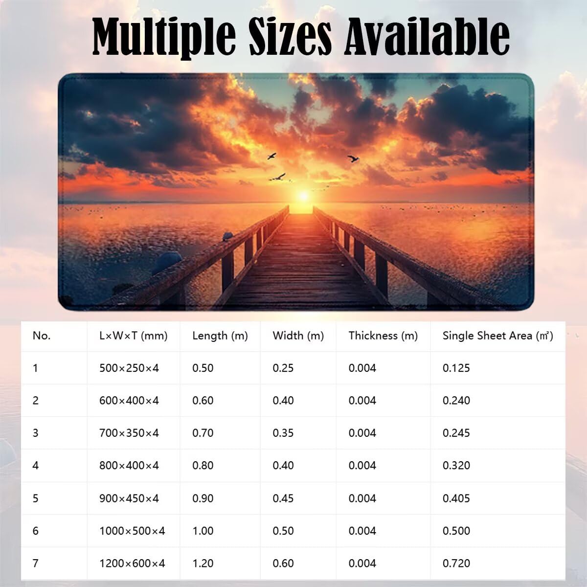 Tappetino Mouse Gaming XXL, Mousepad 1200x600x4mm spiaggia Tramonto 0x0-197 | Tappetino Scrivania con Base in Gomma Antiscivolo Bordi Cuciti per Computer, PC, Migliora la Precisione e la Velocità