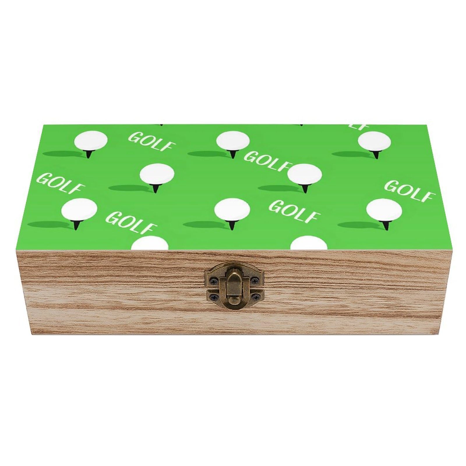 HLBSDM Golf Ball on Grass Retro Wooden Storage Box Jewelry Art Gift Boxs Decorative Keepsake Boxes