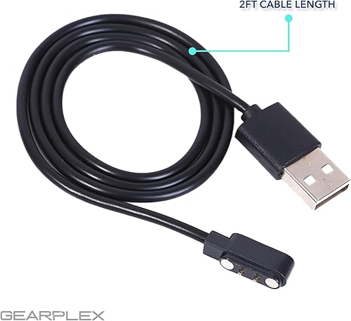 Miniatura 4 de Cable USB de carga (magnético de 2 pines) para dispositivos Bluetooth de reloj inteligente, color negro (tamaño 2,5 mm 2 unidades)