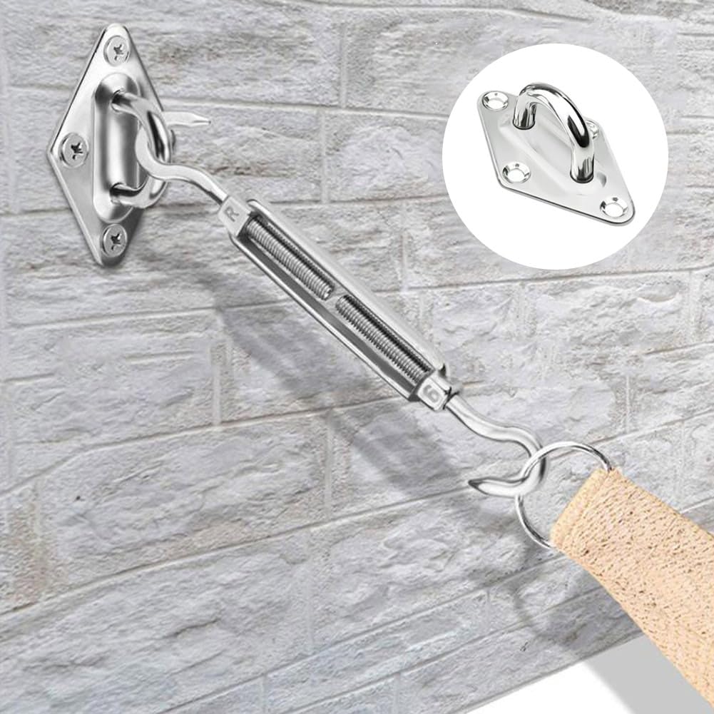 12 Pezzi M5 Piastra Oculare Piastra di Copertura in Acciaio Inox 304 Placca Oculare Ganci Piastra Ancoraggio Gancio da Muro con Occhiello Gancio Soffitto per Appendere Gancio Fisso