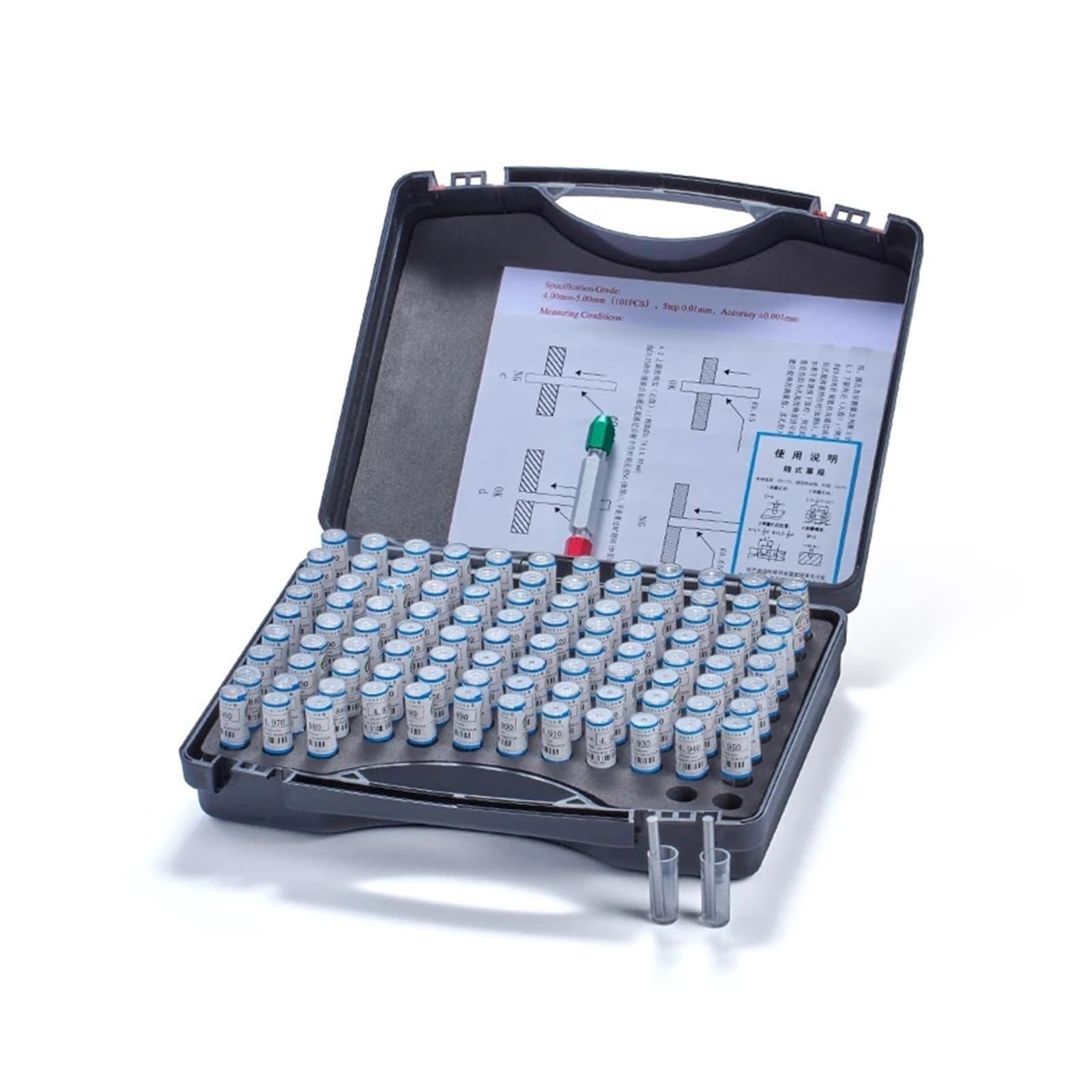 Juego De Calibradores De Precisión De 10mm, Paso 0,01/0,05/0,1mm, Herramientas De Inspección Y Calibración De Micrómetro De Acero Medición precisa(0.10-10.00mm 100Pcs)