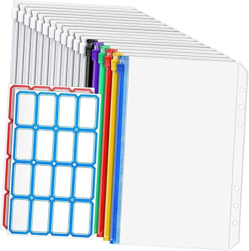 Generic 18 piezas de 6 anillos A6 bolsa con cremallera impermeable A6 bolsillos para carpetas transparentes con cremallera, bolsas de hojas sueltas