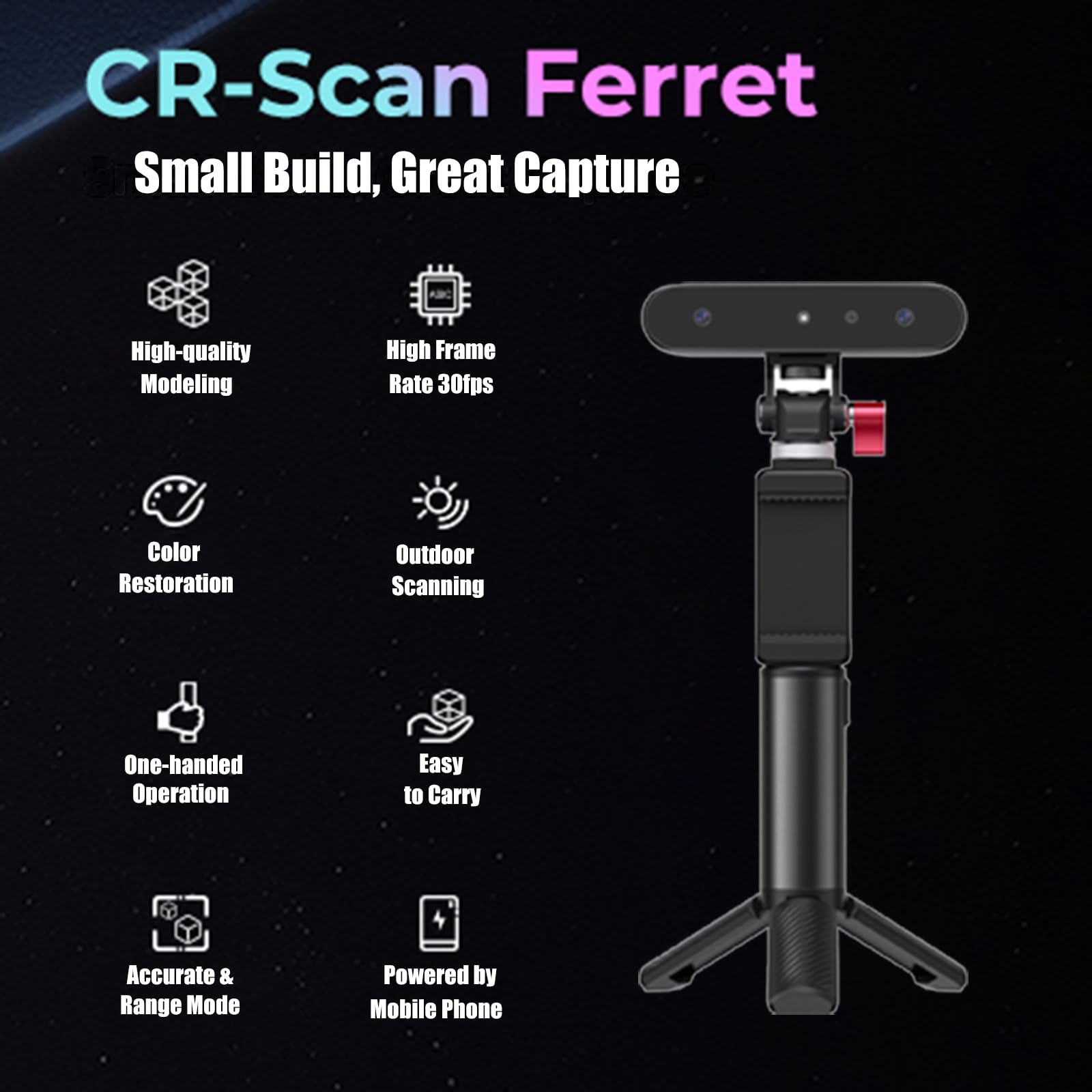 Drecolotvte 3D Scanner CR-Scan Ferret for 3D Printing, Dual Mode