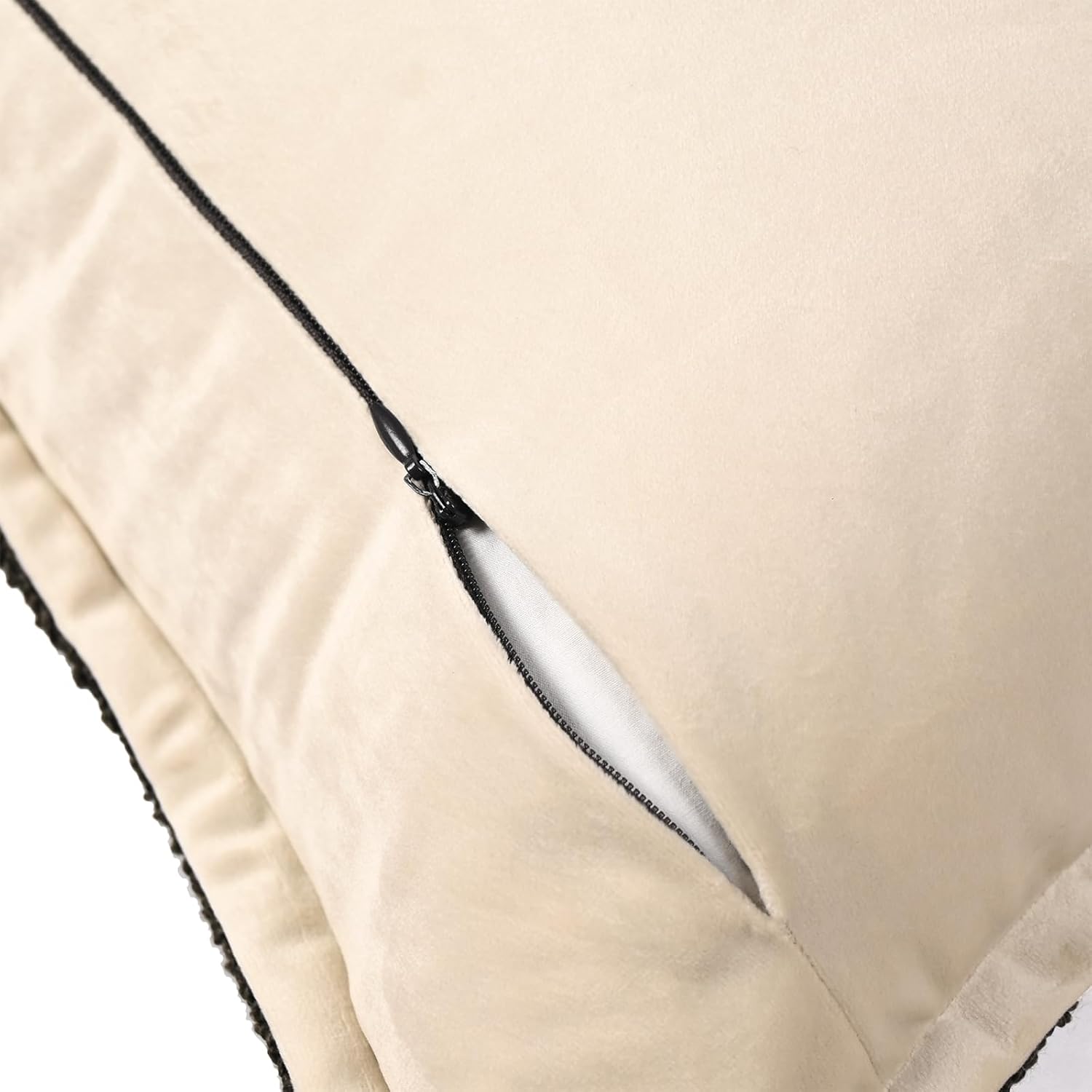 Neutral Boucle Throw Pillow Covers 20x20 Set of 4, Textured Boucle Front with Soft Velvet Back, Decorative Cushion Cases for Couch, Sofa, Bed and Living Room (Brown, Black, Orange, Light Brown)