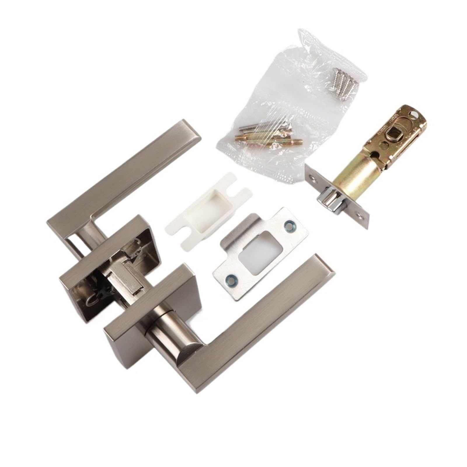 Vqdgpkpvv One Color Door Lock Bathroom Zinc Alloy Three-Pole Hotel Room Handle Single Tongue(Silver Channel Lock No Anti Lock)
