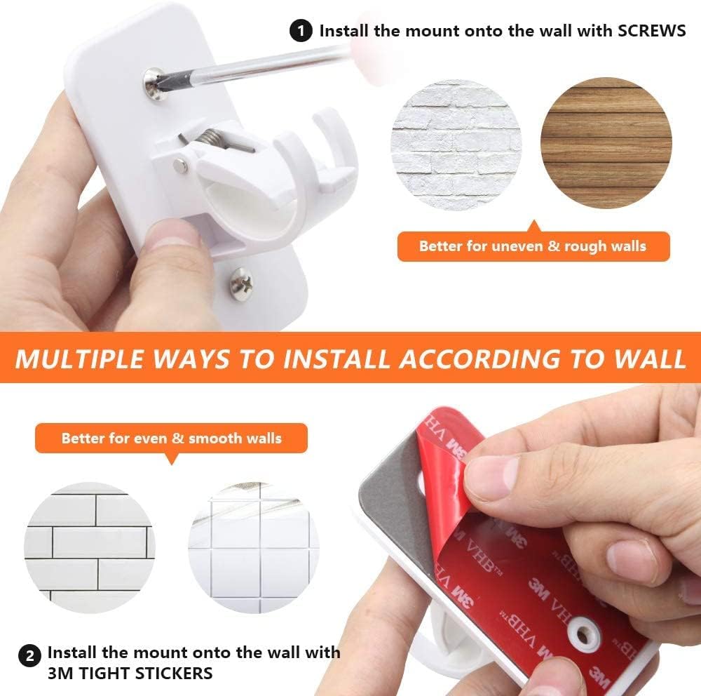 FEATCH Curtain Rod Bracket Holder, Universal Plastic Self-Adhesive Wall Mount Holder for Curtain Rod(Curtain Rod Not Included) (4 Pack)