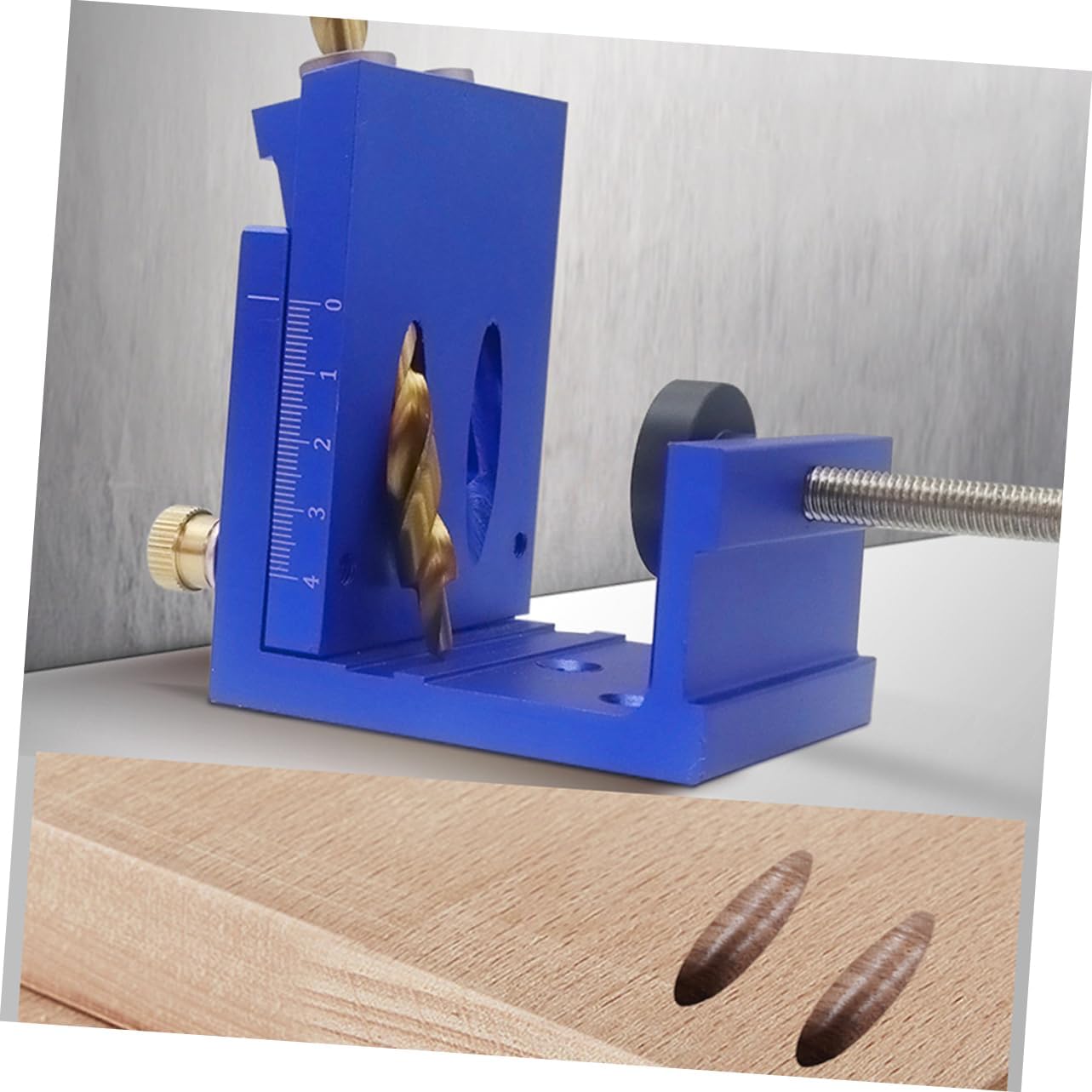 Housoutil Aluminum Alloy Pocket Hole Drilling Locator 1 Set Woodworking Jig Accurate Scale 12-38mm Wood Thickness Fast Removal Random