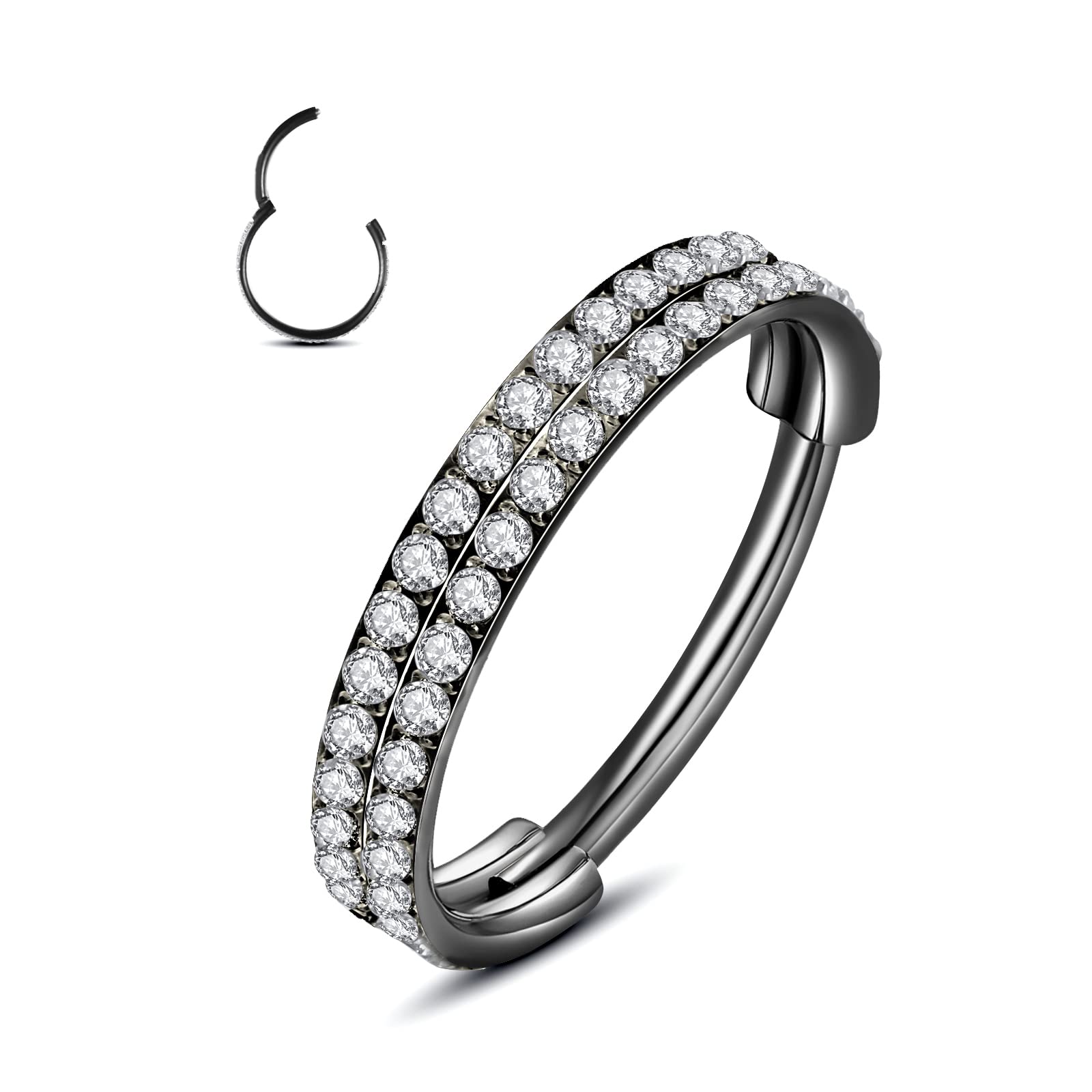Yrogcu 20G 18G 16G 14G Single/Double Hoop Stainless-Steel Seamless-Hinged-Piercing Segment-Clicker Nose-Ring-Hoop : Diameter 6mm 8mm 10mm 12mm Cartilage Earrings — view 29