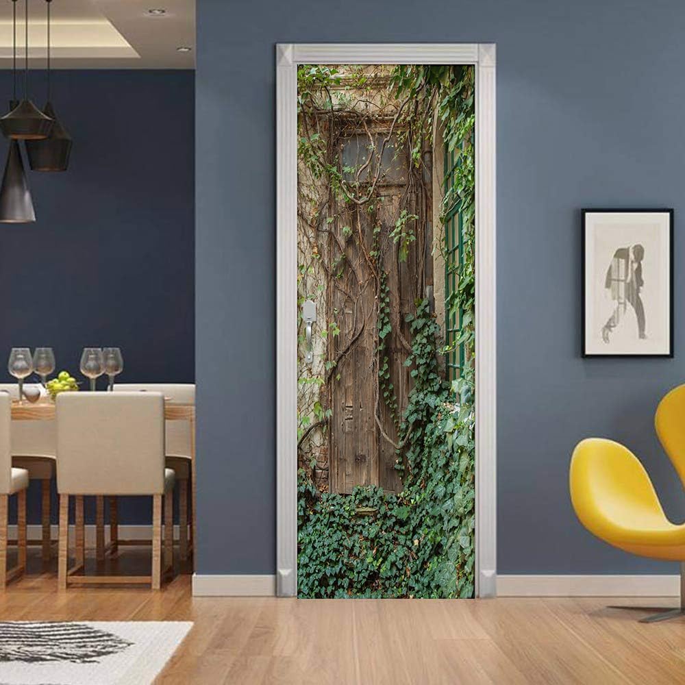 Fykjgs Modern Garden Door Stickers for Interior Doors 3D Door Decals Art Sticker Self Adhesive Door Murals for Bedrooms Living Room Bathroom Home Decor G561?85x215 cm?