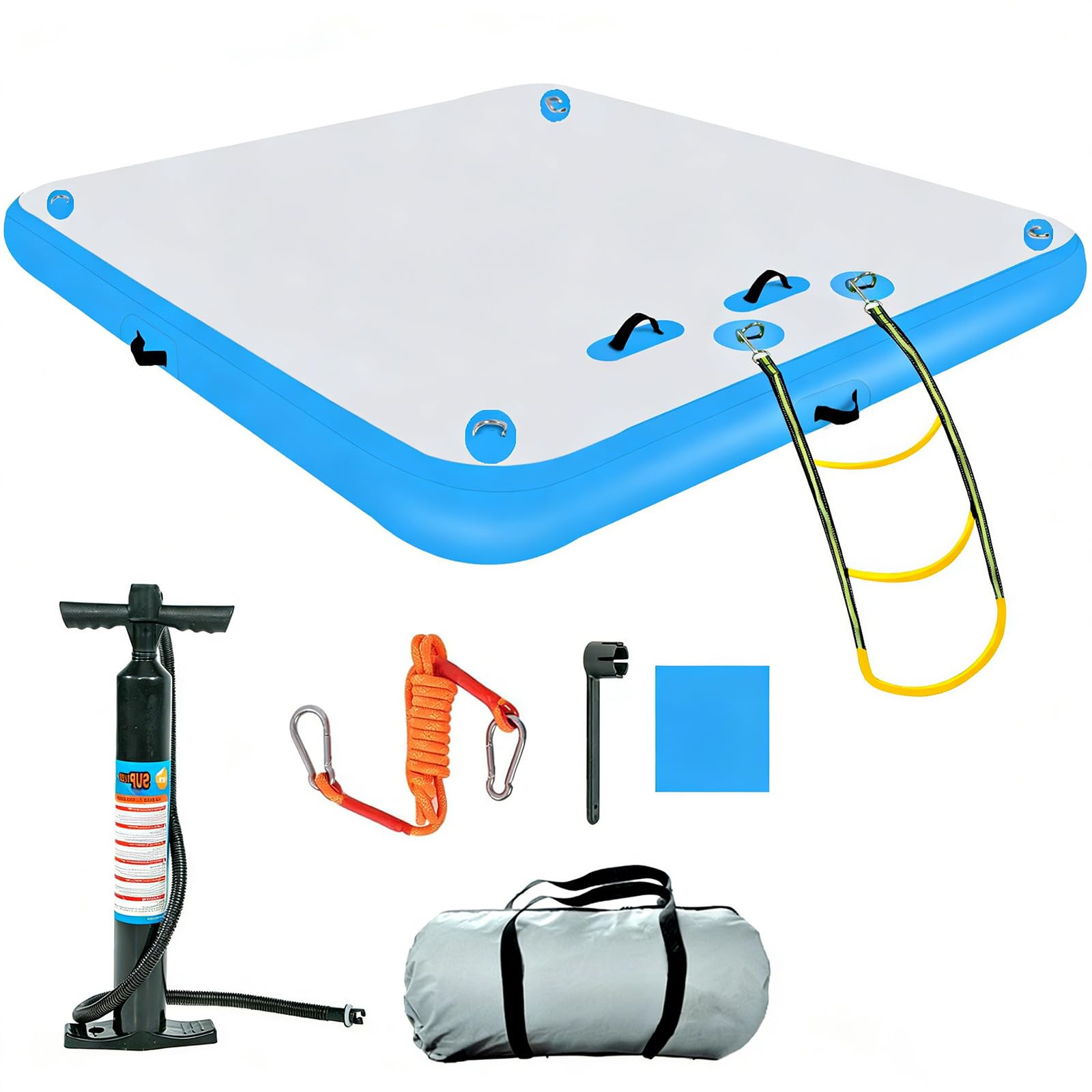 Aufblasbare schwimmende Plattform, dickes PVC, rutschfestes Luftdock mit abnehmbarer Leiter für Pool, Strand und Ozeanspaß