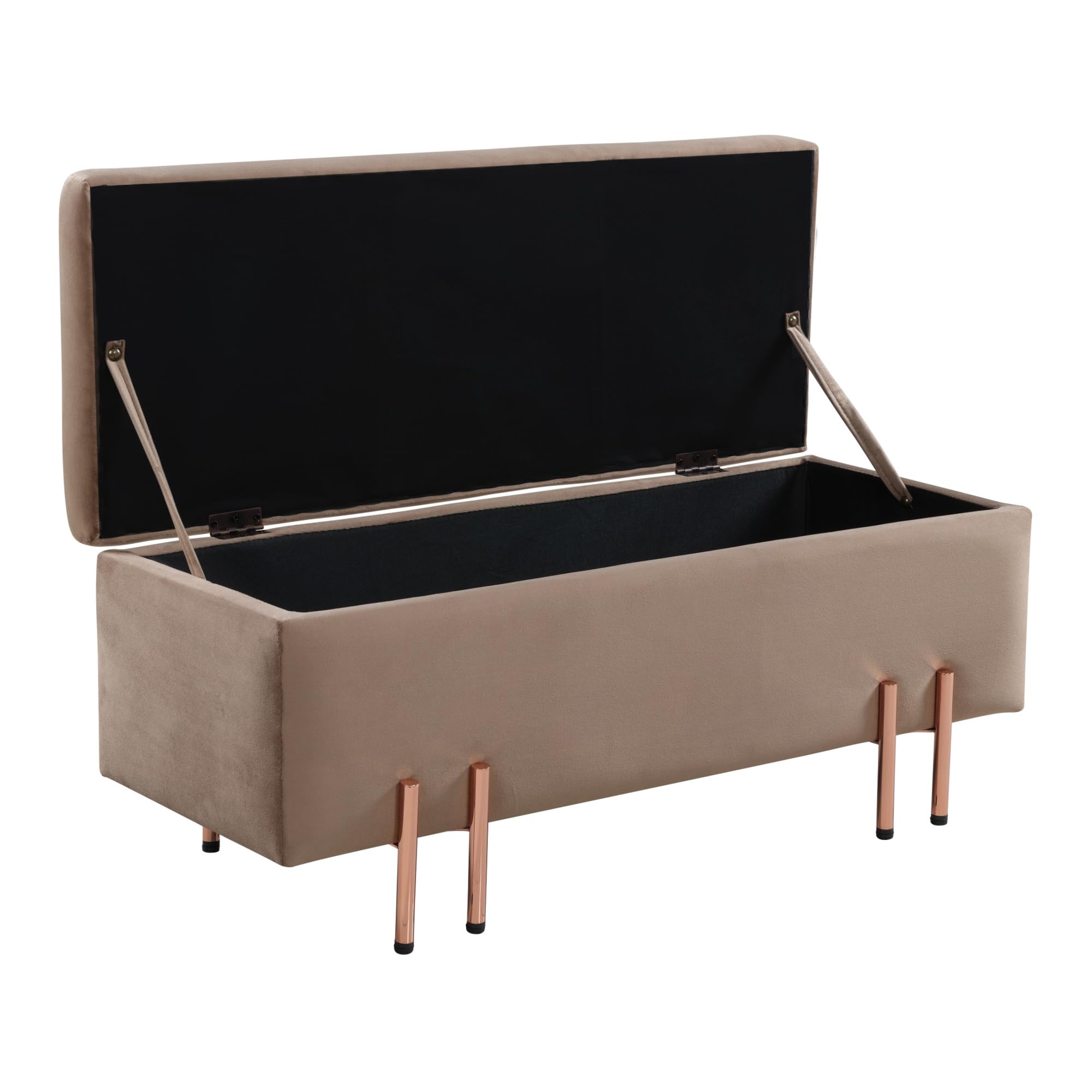 [en.casa] Banco con Almacenaje Dals Banco Tapizado con Compartimento Terciopelo Madera Patas de Metal 118 x 40 x 42 cm - Marrón