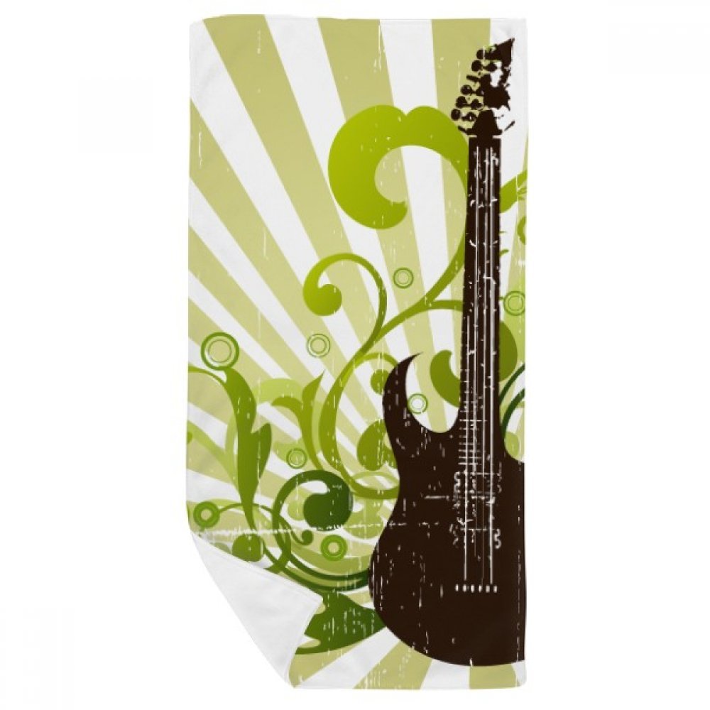 Serviette de bain doux motif guitare vert 35x70cm multicouleur