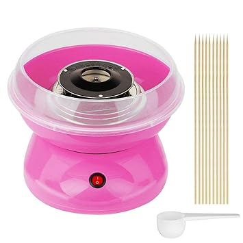 MD HUB Cotton Candy Maker Machine Electric Sugar Floss Homemade Hard & Sugar Free Candy with Detachable Splash Guard Sugar Spoon 10 Bamboo Sticks for Kids, Carnival Party, Kitchen Bakery Snacks