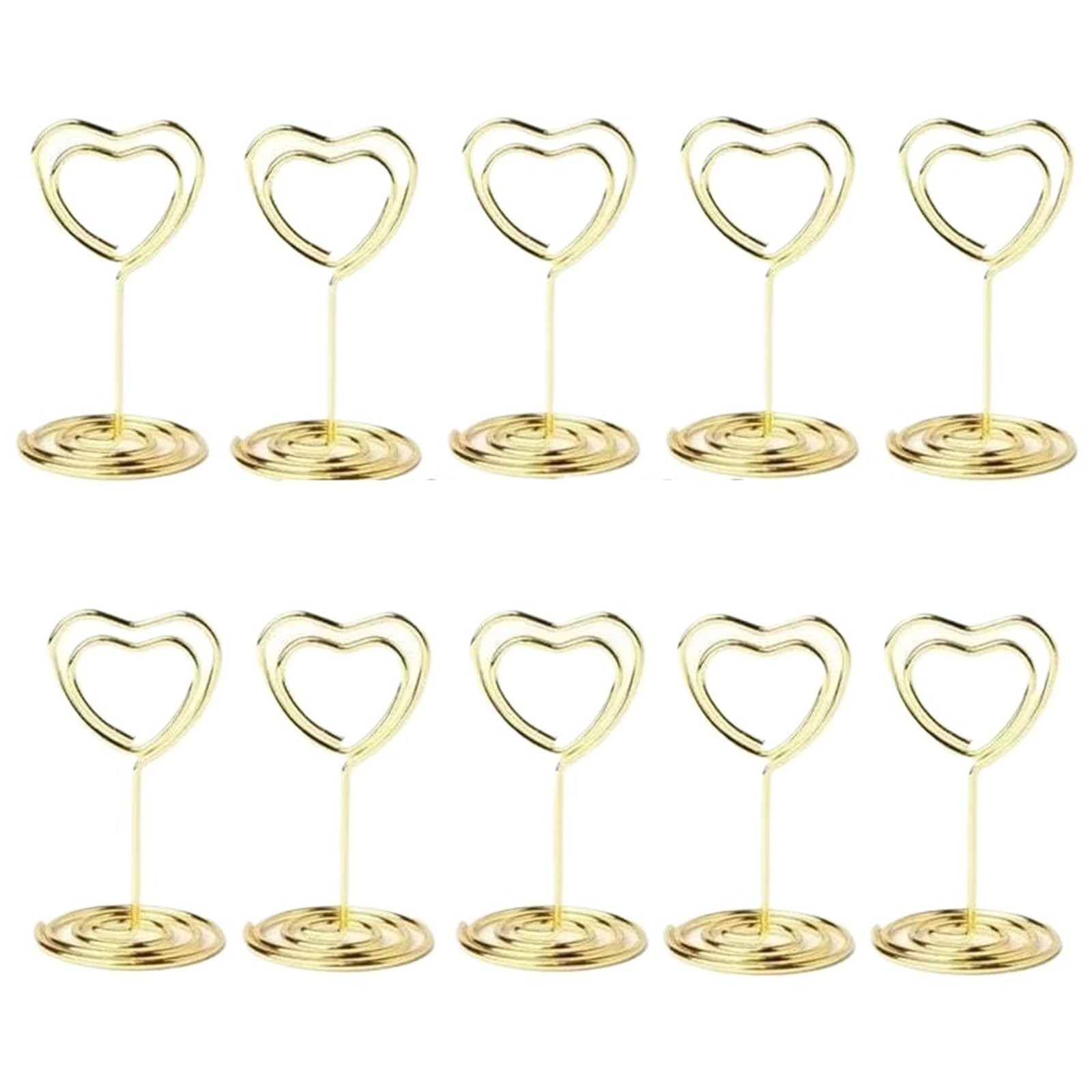 Mini-Tischkartenhalter, 10–50 Stück, Tischnummernhalter for Hochzeiten, herzförmig, Tischschild, Bild, Fotohalter Für Hochzeitsfeiern(Gold 50pcs)