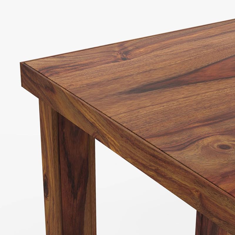 Image of Solid Sheesham Wood Six Seater Urban Design Dining Table Set for Dining Room | Restaurant | Wooden Dining Table with Six Chairs| Color Finish - Natural Finish|