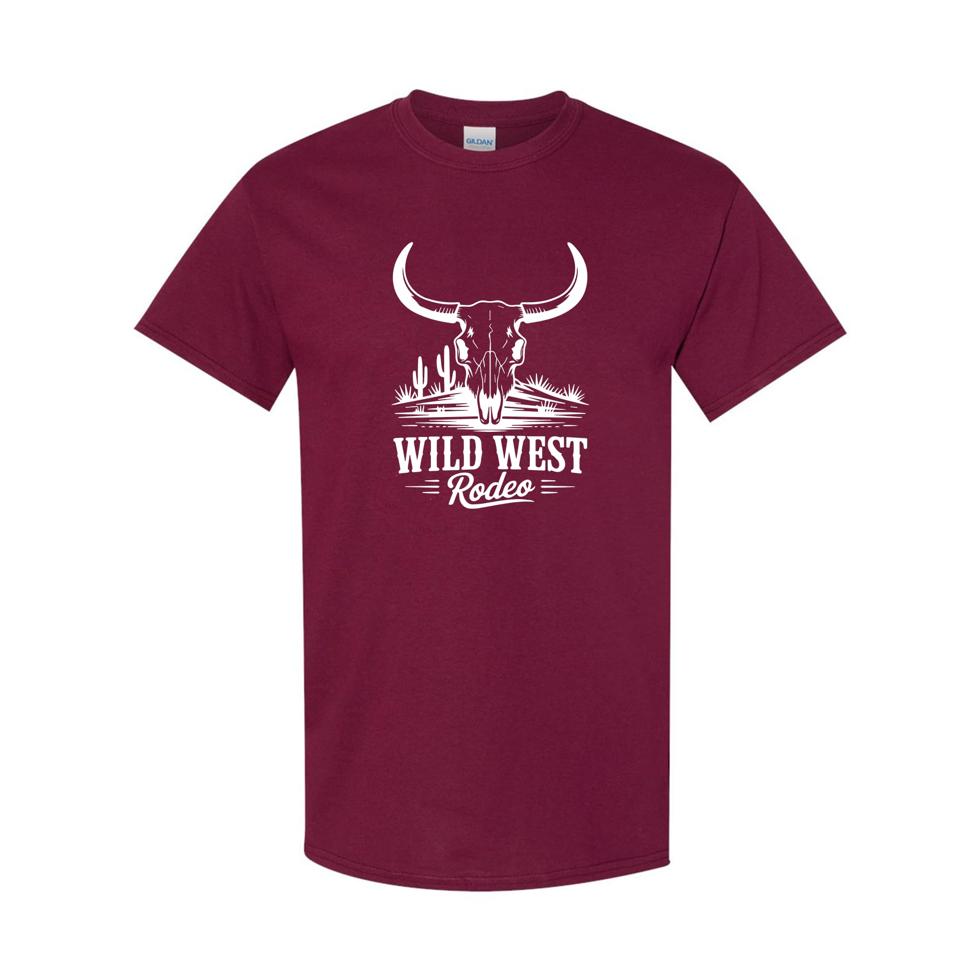 Wild West Rodeo T-Shirt – Western Bull Skull Desert Graphic Tee for Rodeo Fans – Country…