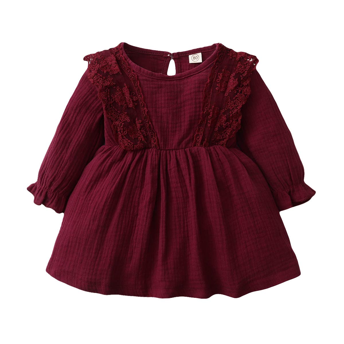 SANMIO Toddler Baby Girls Clothes Dresses Outfits Cute Ruffle Princess Party Tutu Bowknot Dress (3-4T, Wine Red-2)