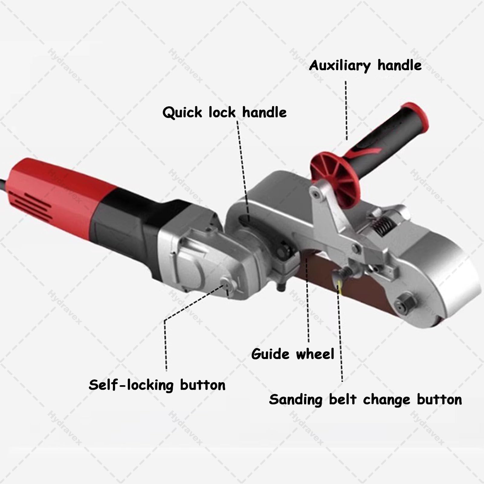 Lijadora de banda para tubos de acero redondos de acero inoxidable con 6 velocidades variables y 5 bandas de lijado, pulidora de tuberías de metal para lijar plástico, aluminio y hierro. 2Roller
