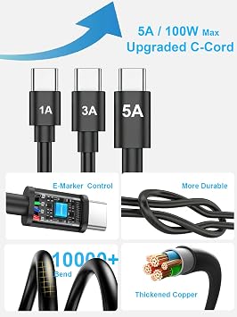 45W Super Fast Charger Type C, USB C Charger Block PD Fast Charging with 5A USB-C Cable for Galaxy S25 Ultra /S25+ /S24 Ultra, iPhone 17/16 /15 Pro, Pro Max, Plus, iPad, UL Listed