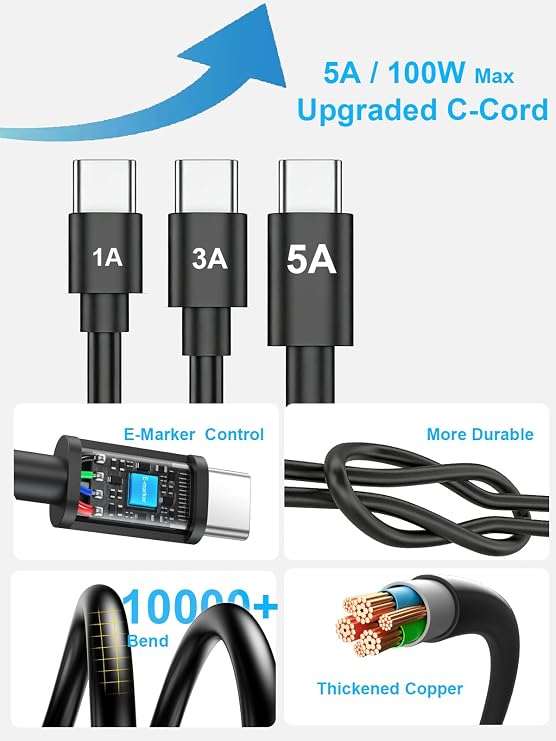 45W Super Fast Charger Type C, USB C Charger Block PD Fast Charging with 5A USB-C Cable for Galaxy S25 Ultra /S25+ /S24 Ultra, iPhone 17/16 /15 Pro, Pro Max, Plus, iPad, UL Listed