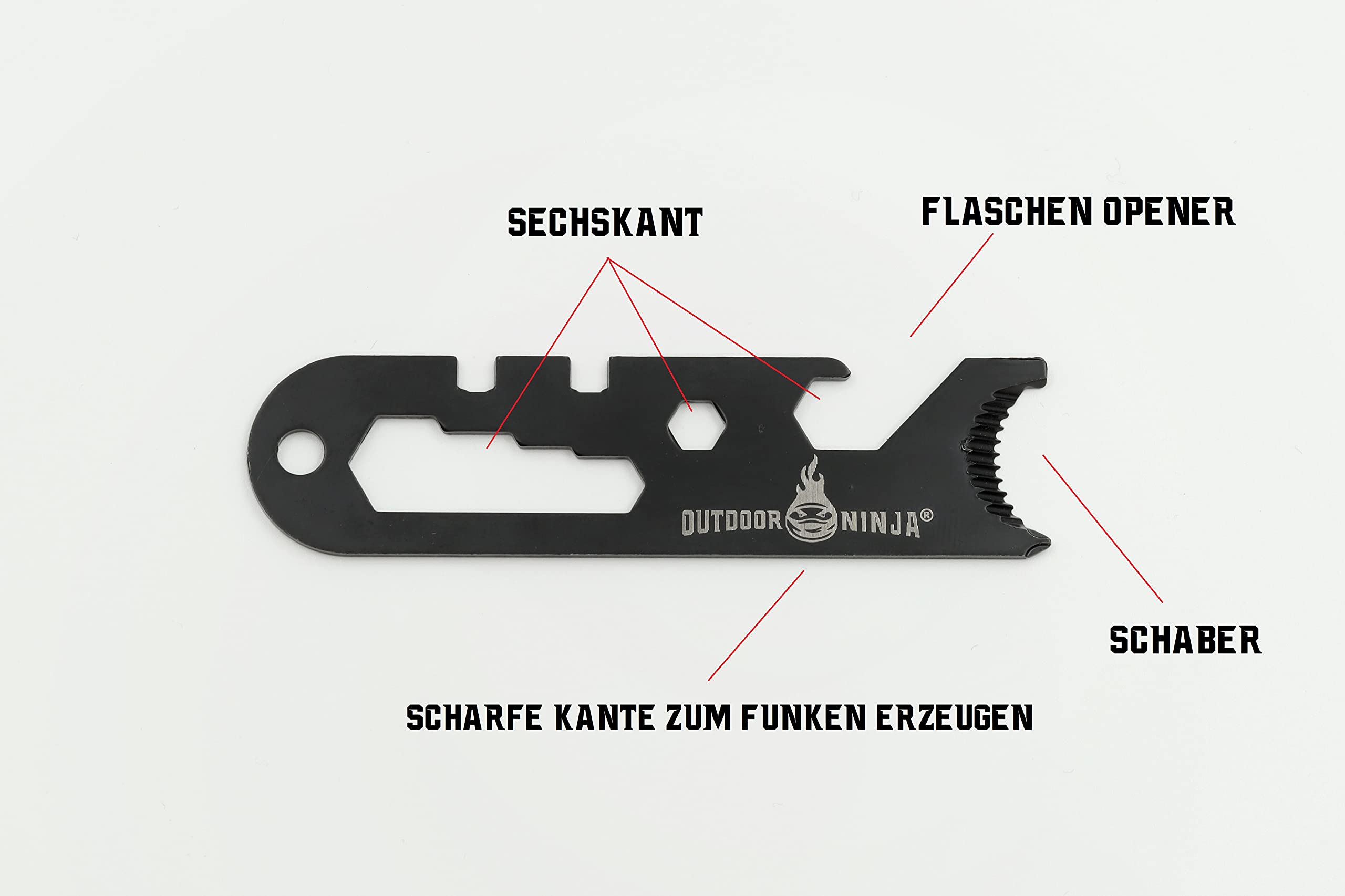 The Legend Tactical - acciarino in acciaio per escursioni, bushkraft, trekking, campeggio e altri hobby all'aperto, incluso raschietto multifunzione, il kit di sopravvivenza perfetto