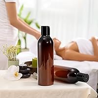 Vista 6 de Bekith 16 Pack 8 ounce Amber Empty Plastic Bottles with Disc Top Flip Cap; BPA-Free Refillable Containers For Shampoo, Lotions, Liquid Body Soap