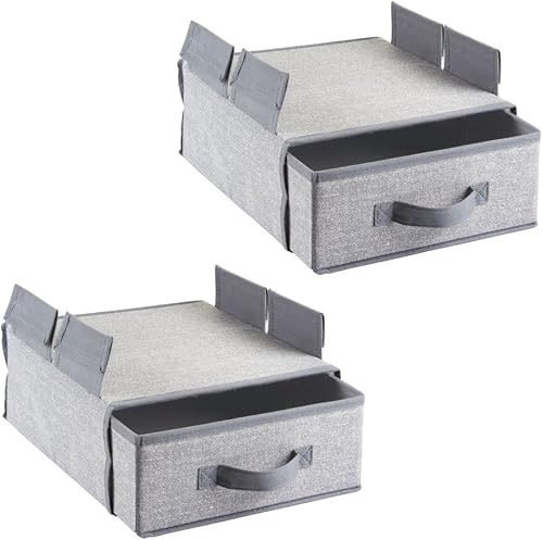 Miniatura 8 de mDesign - Organizador de tela suave para colgar en el clóset con cajón extraíble para clósets en dormitorios, pasillos, entradas, vestíbulos, Tela,