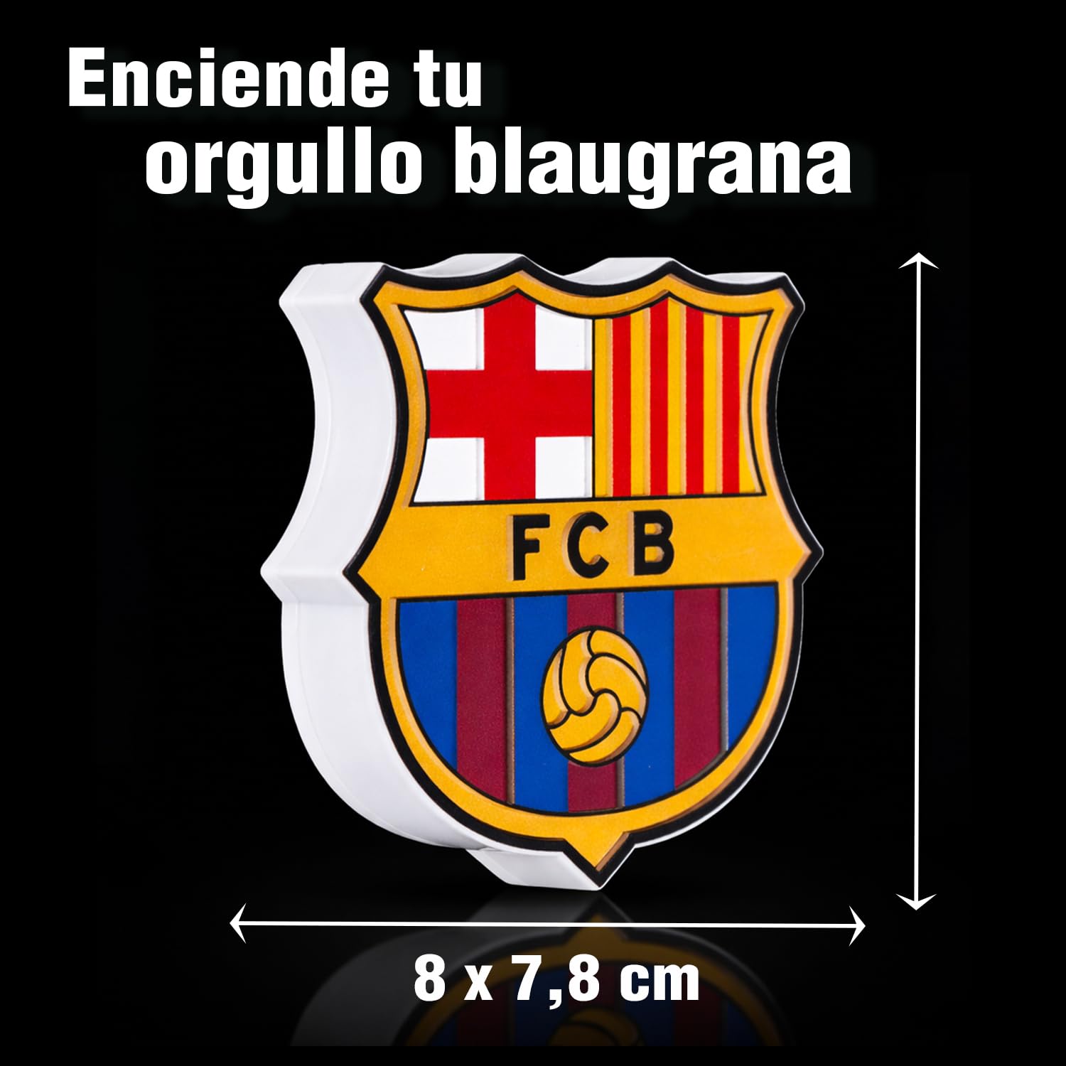 Escudo Portátil Luz LED Real Madrid Barça Valencia F.C. Benfica Batería Recargable 3 Modos de Luz