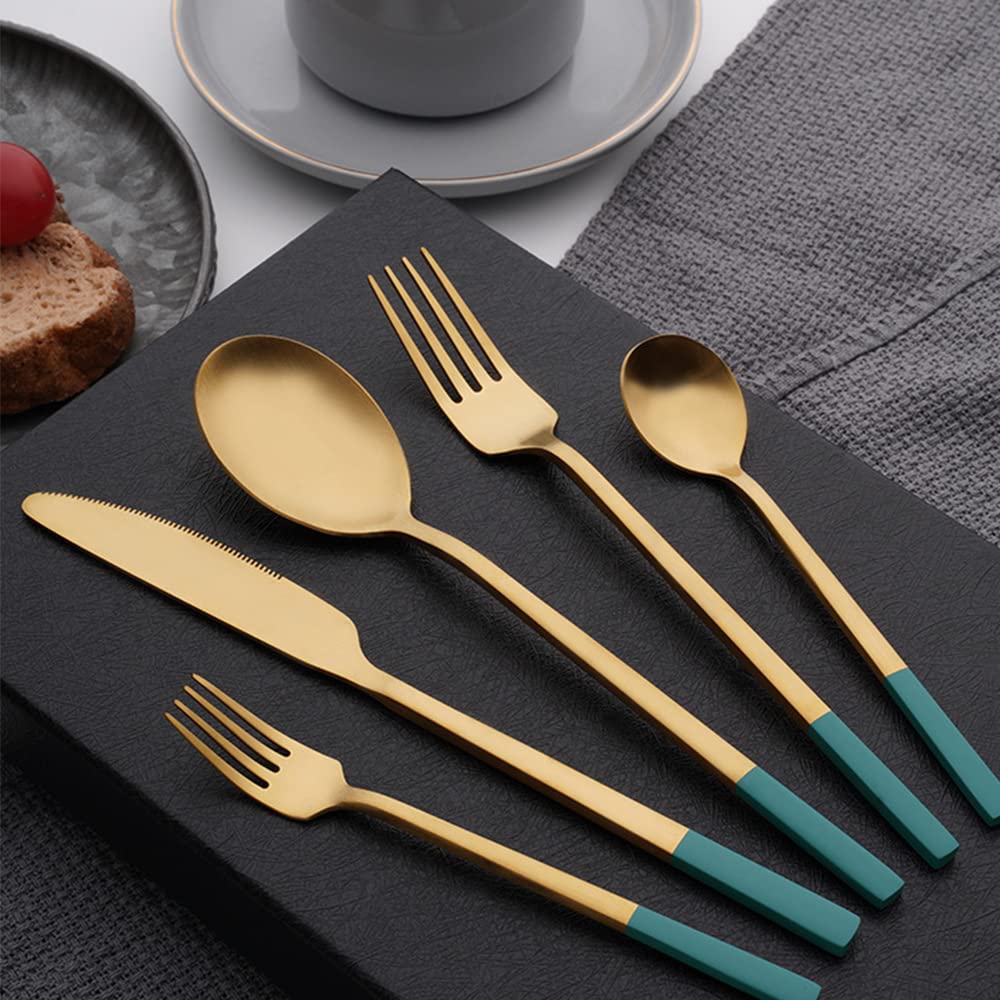 20-teiliges Blau Besteck-Set, Besteck Blau-Set Lebensmittelechtes Edelstahl Besteck-Set für 4 Personen Geschirr Essgeschirr, Hochglanzpoliert für Home/Wichtige Abendessen