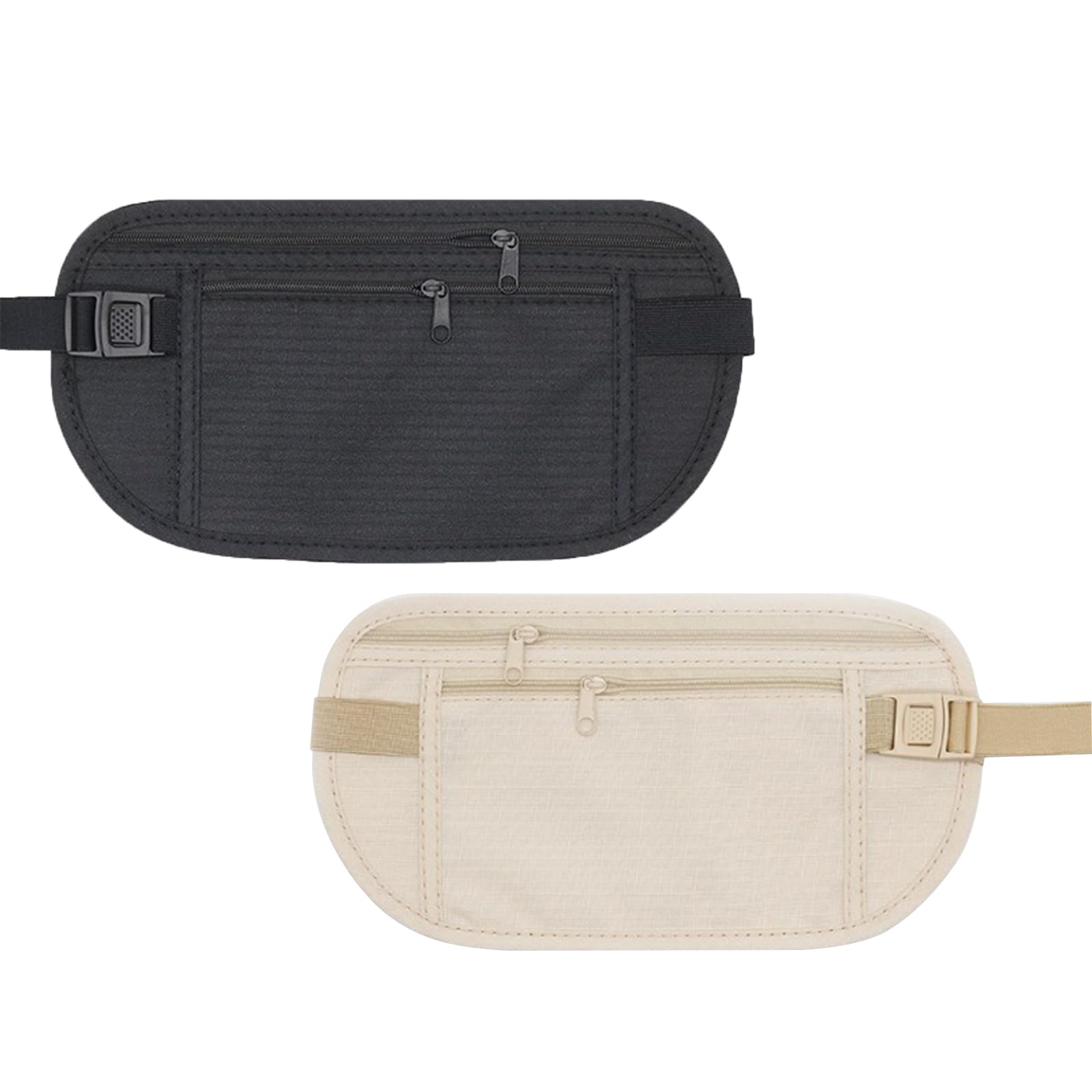 2 Pcs Money Belt for Travel - Hidden Men & Women - Anti-Theft Bumbags for Men - Waterproof Waist Pack - Adjustable Concealed Fanny Pack for Running & Walking