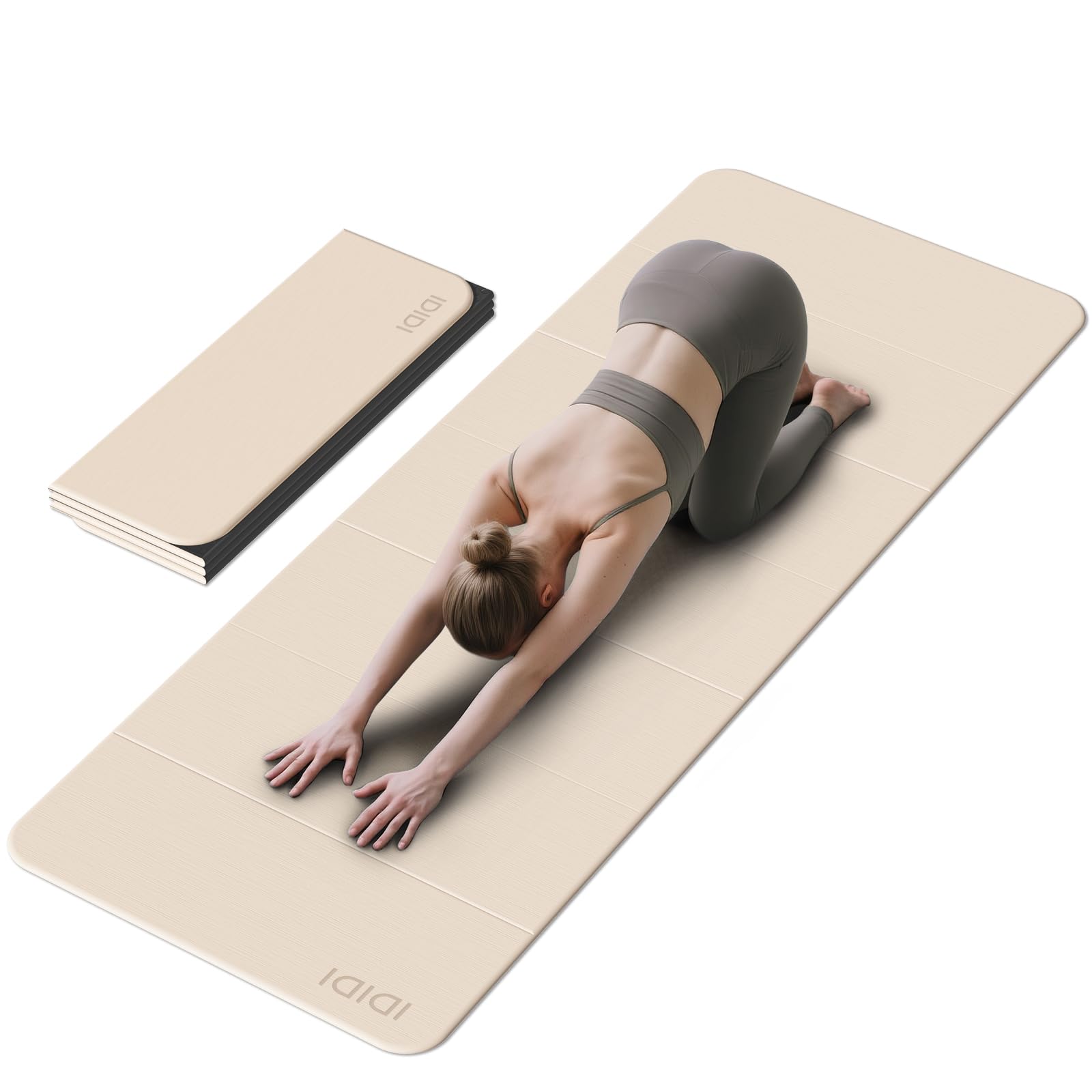Foldable Yoga Mat Extra Thick Large 74 x 31 5 x 0 32 Double-Sided Non Slip Lightweight Fitness