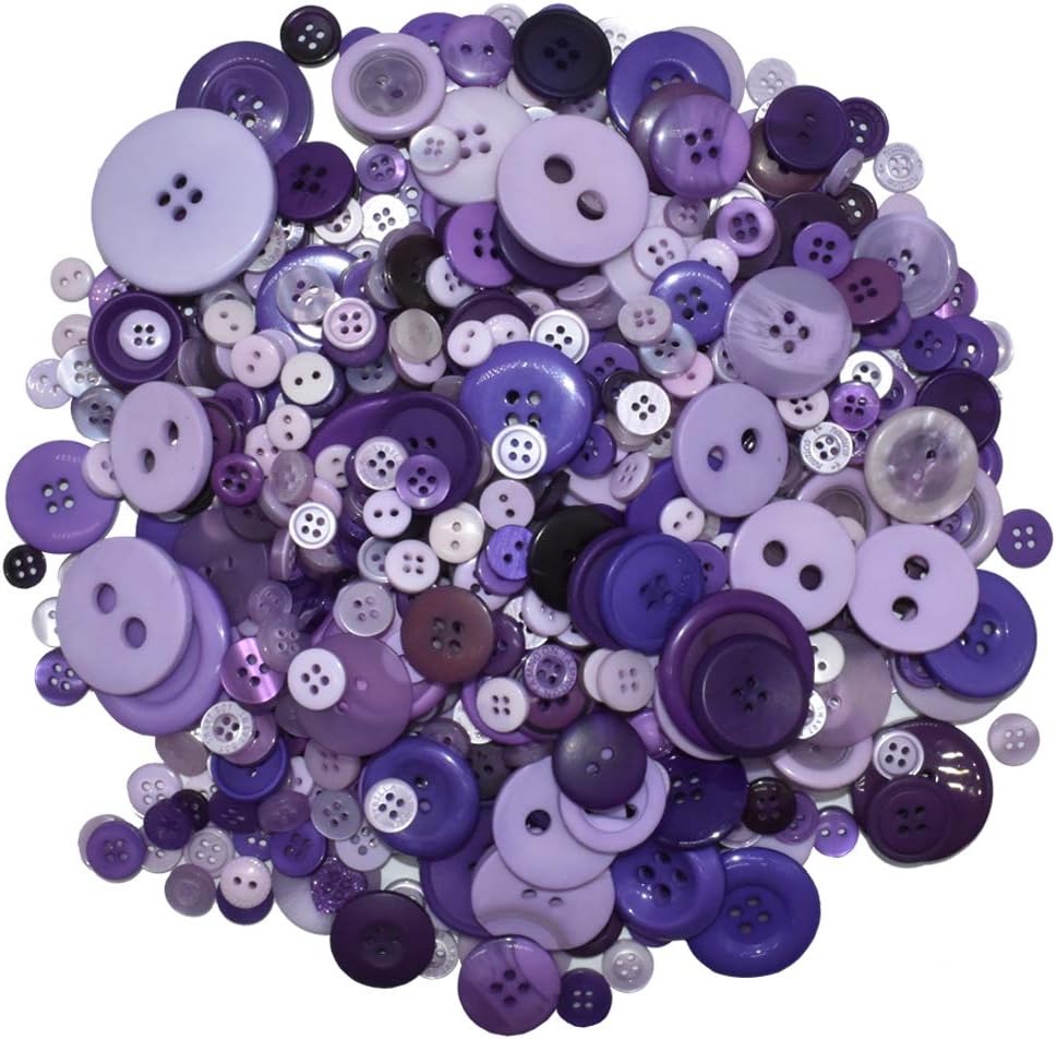 650 PCS Assorted Size Resin Round Buttons DIY Craft Sewing Decorations for Kid's Painting (Purple)