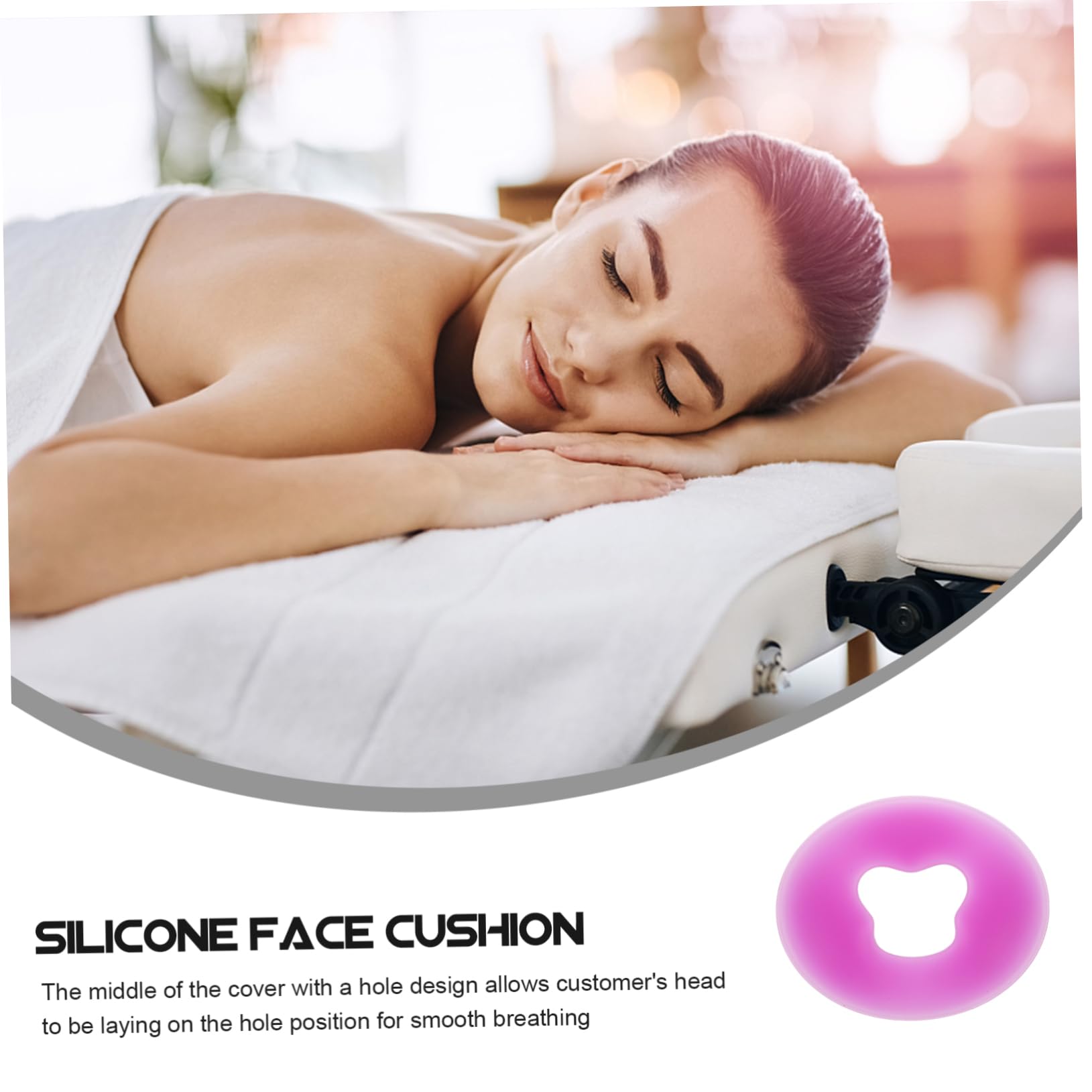 Cuscino Massaggiante per Viso in Silicone a Forma di U Foro, Cuscinetto Facciale Morbido per Spa e Centri Estetici, Supporto Ergonomico per Massaggi e Relax Sul Lettino