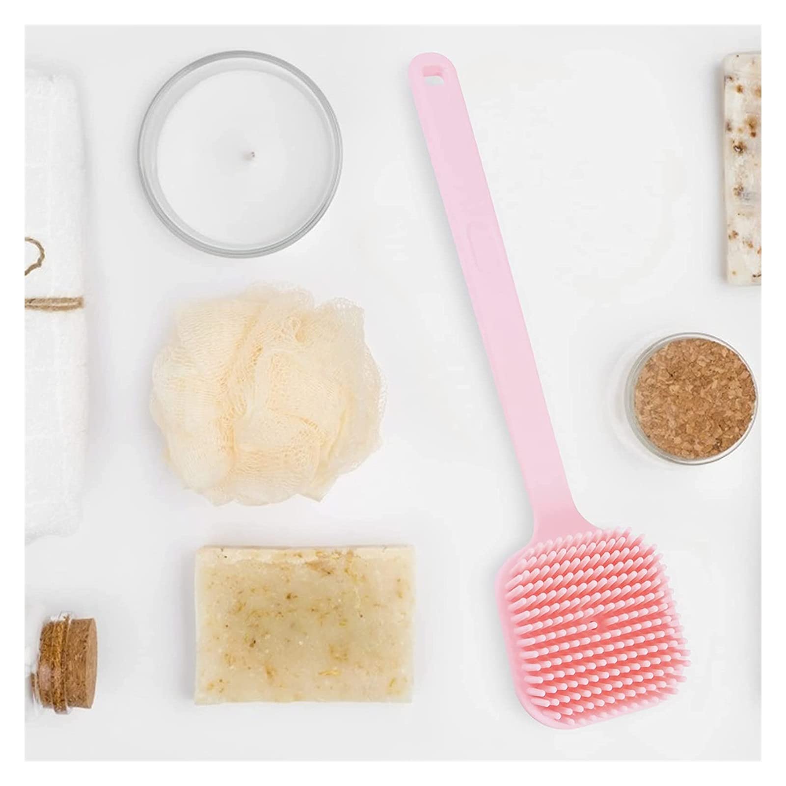 Cepillo Suave para el Cuerpo Cepillo de Limpieza para el Cuerpo Exfoliante de Masaje para la Piel con Mango Largo Cepillos para el baño y el Cuerpo (Color : Pink) (Pink)