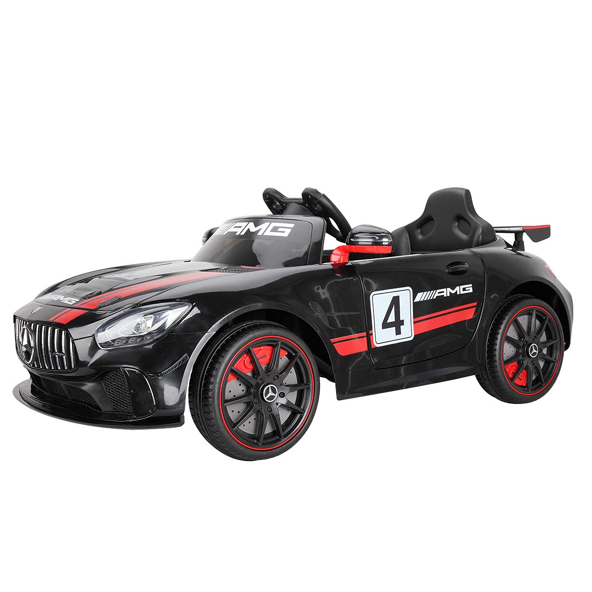 TOBBI 12V Kids Ride On Car, Licensed Mercedes Benz AMG GT Electric Vehicle w/ 2.4G Remote Control, Double Door Design,LED Lights Music USB Horn,Black
