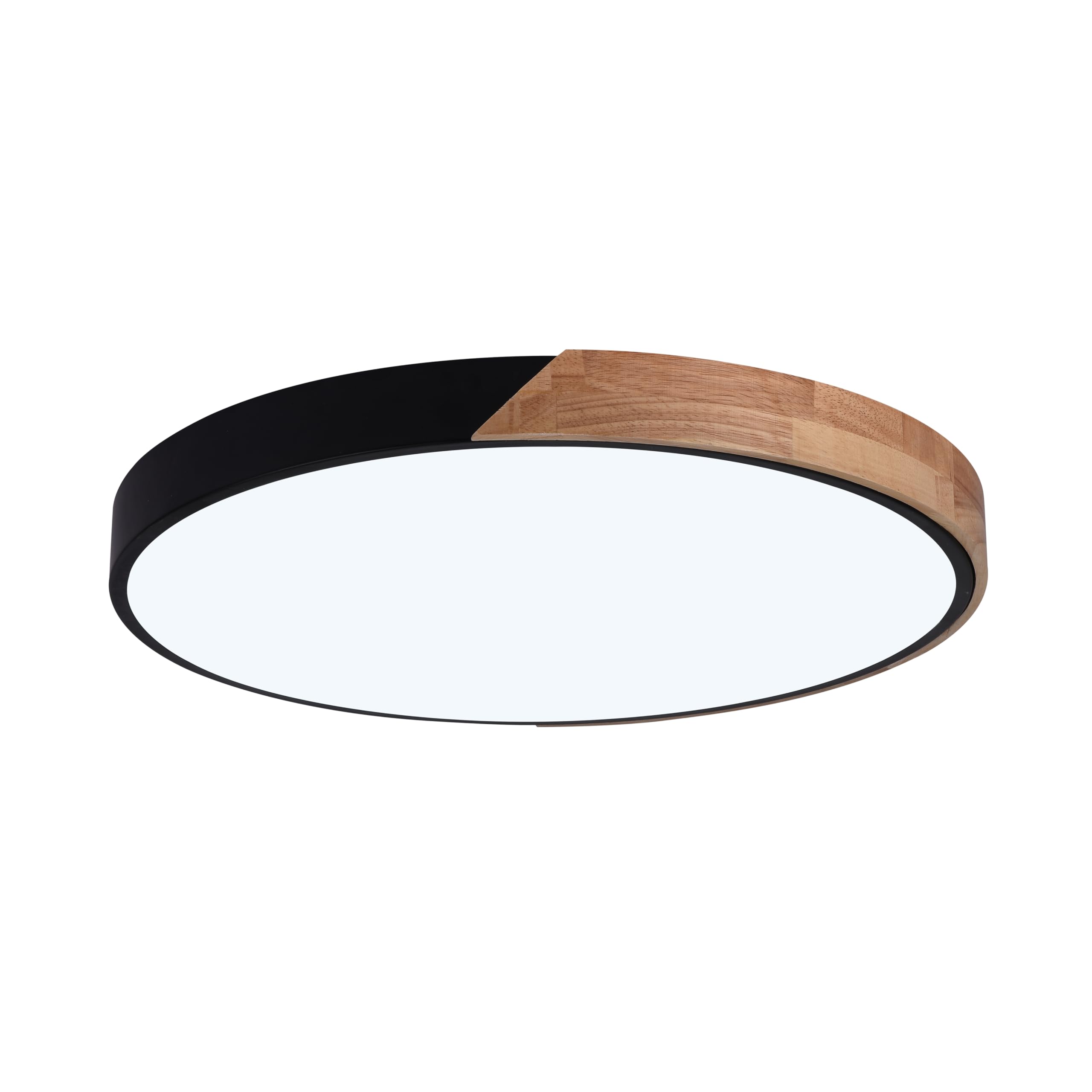 wonderlamp - Plafón de techo Smart de Madera 70 W LED Mol, 3000-4000-6000K, Intensidad Regulable, Luz nocturna, Mando incluido, Negro