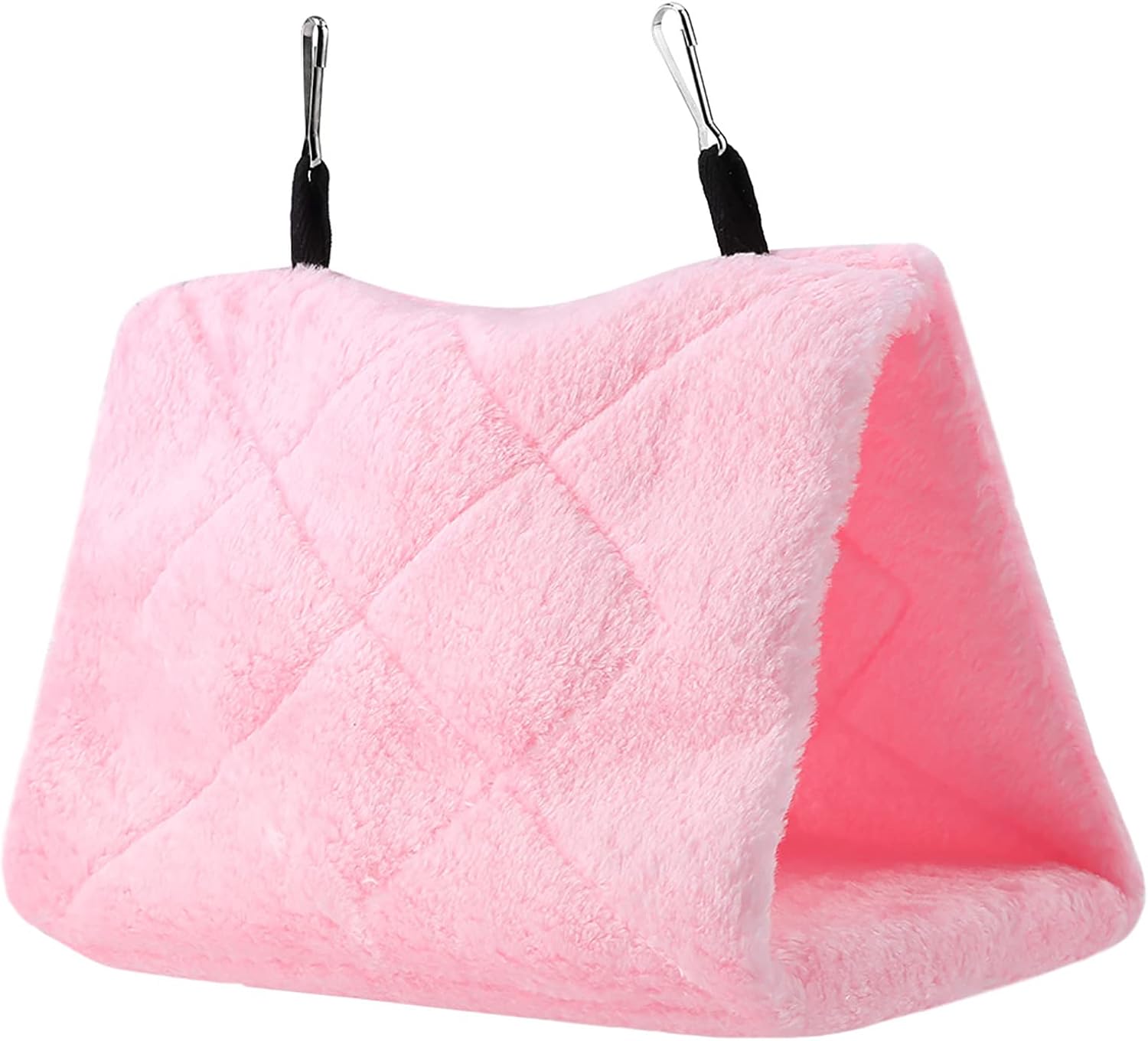 Tent Bird Plush Hanging Cage, Soft Plush Hammock Hanging Cage Tent for Birds Parrot Winter Warm Bed Pet Toy(S-Pink)