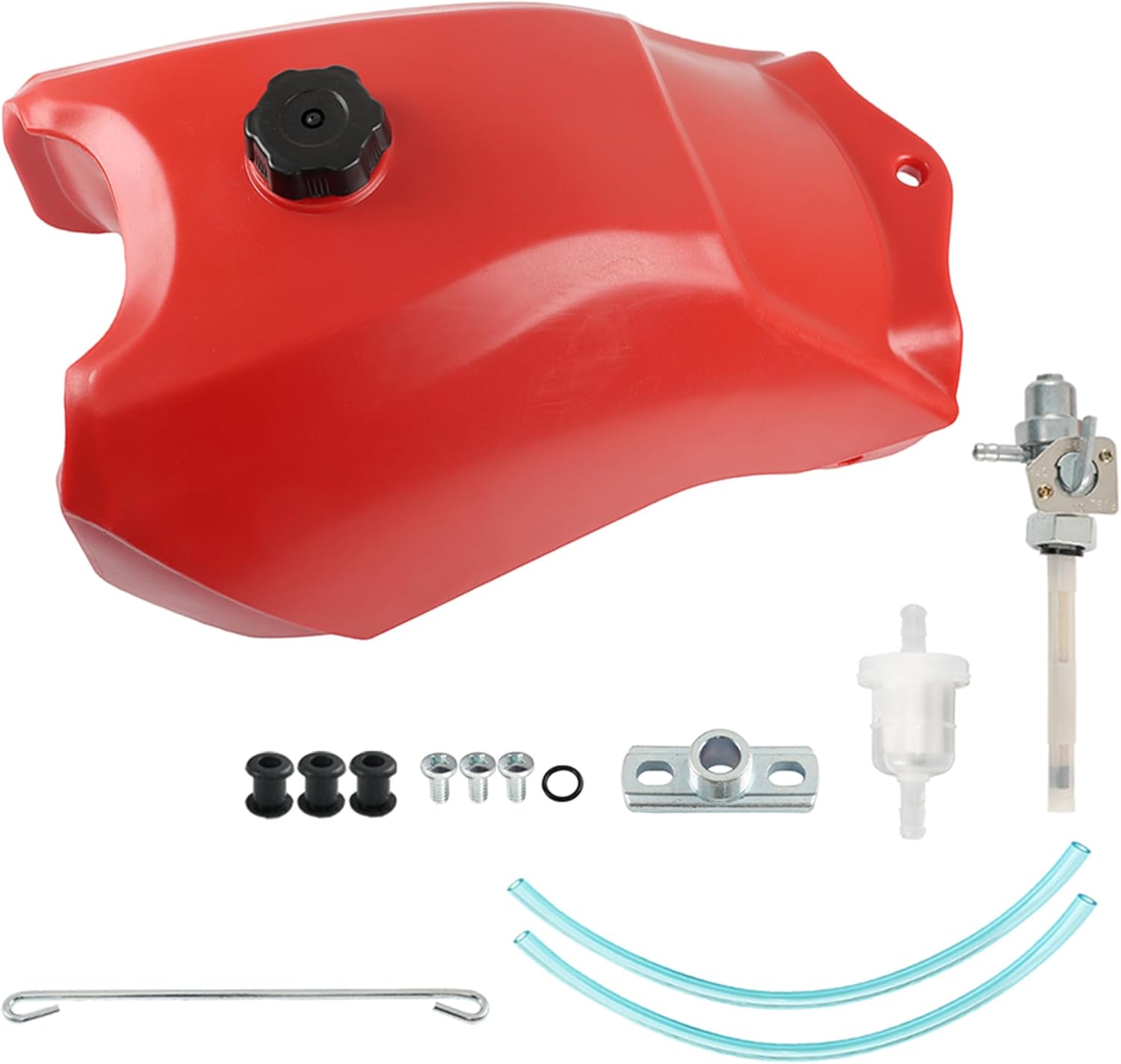 Motorcycle Red Plastic Fuel Tank with Gas Cap 17520-HC4-010ZA Replacement for Honda TRX300 Fourtrax 300 1988-1992
