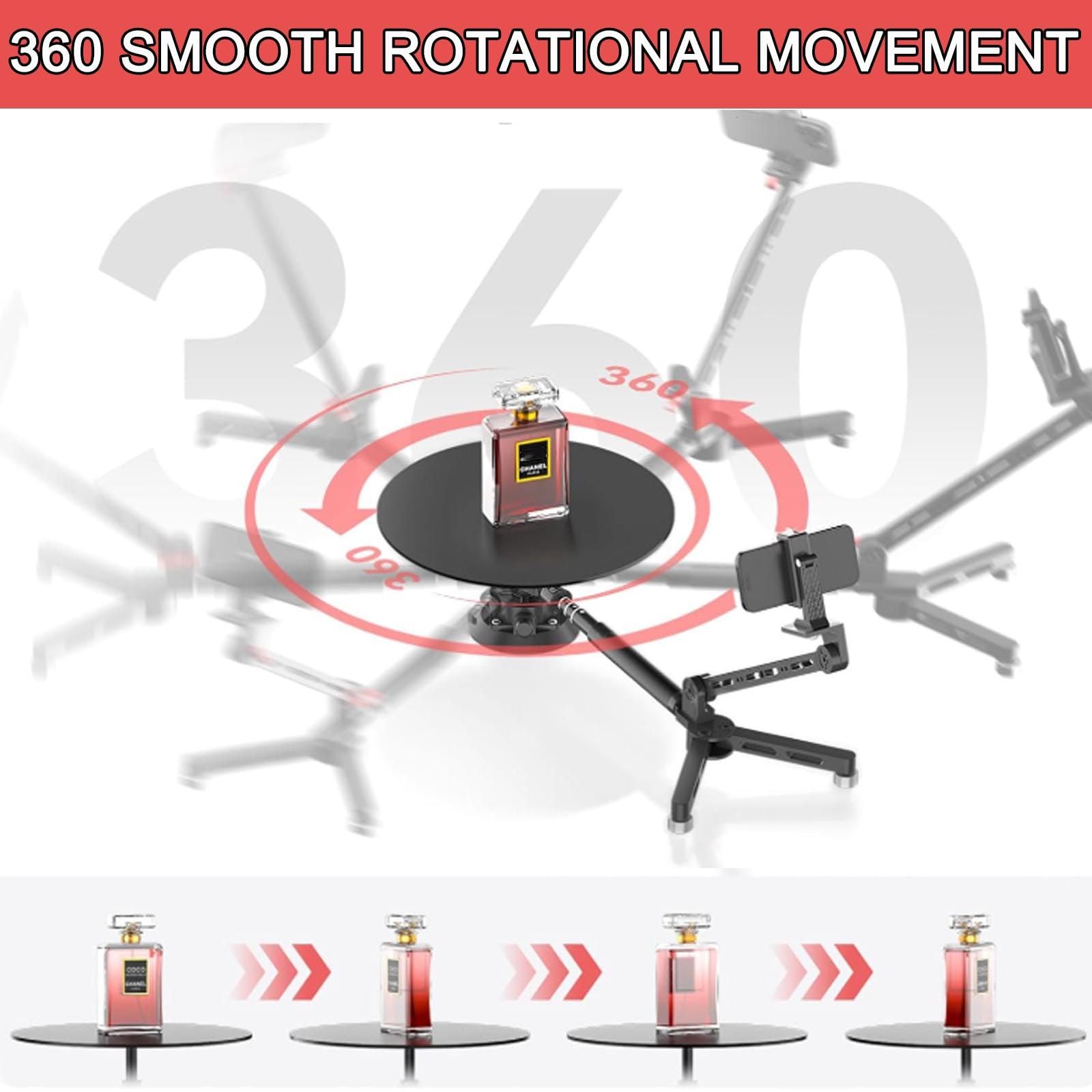 Slider Per Fotocamera Girevole A 360 Gradi | Piatto Girevole Pro Per Fotografia| Giradischi Girevole A 360 Gradi | Piattaforma Video Fotografico +Base A Ventosa +Scatola Portaoggetti ,Black