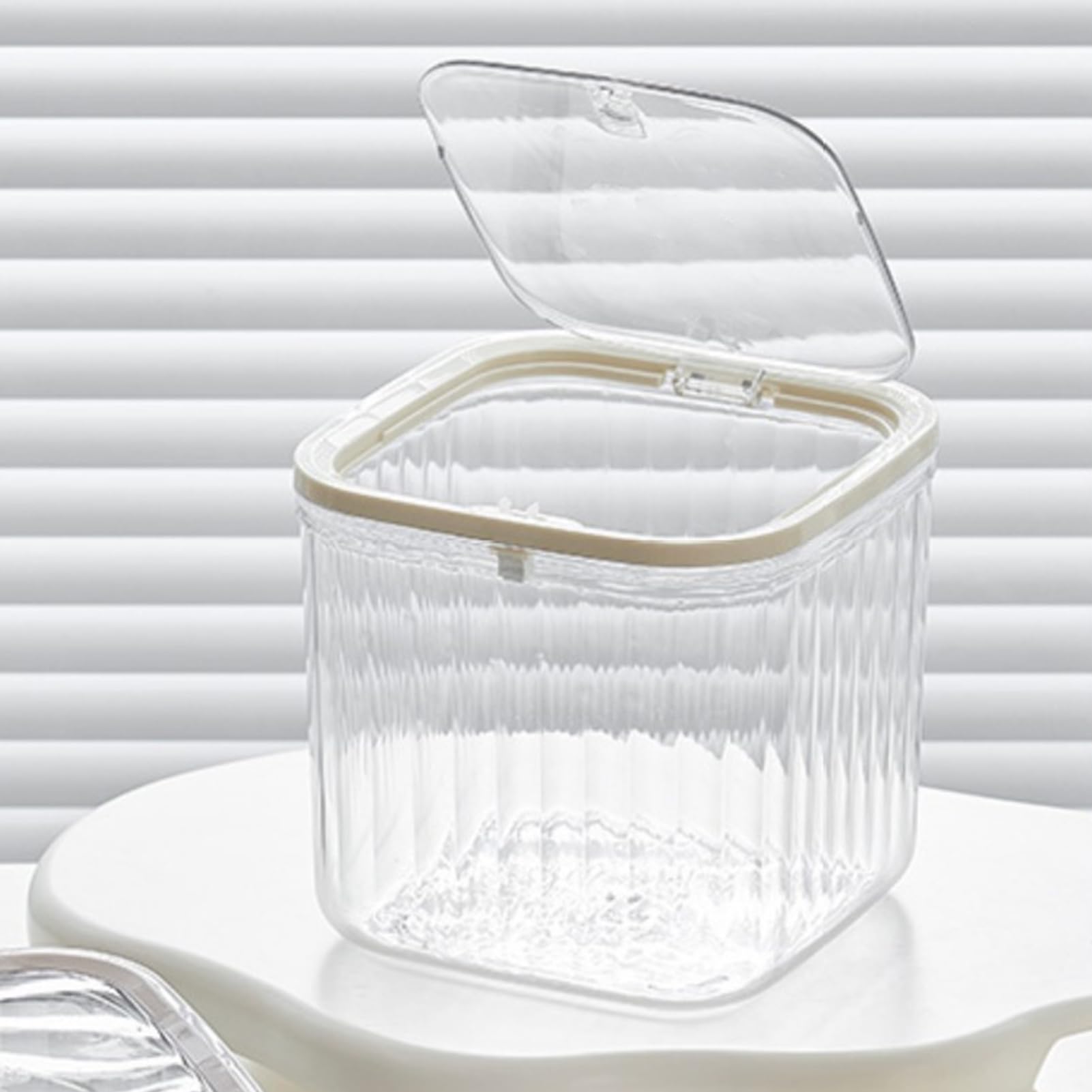 Générique Press Lid Desk Trash Can 6.02x6.02x5.51 Inches Transparent Garbage Container