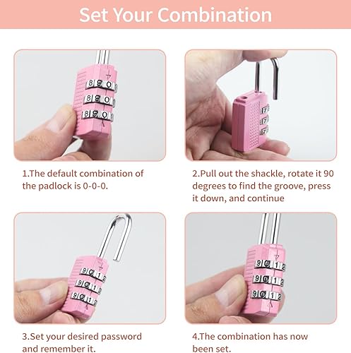 Miniatura 5 de Candado de combinación de 3 dígitos, candado de gimnasio, candado al aire libre, adecuado para casilleros escolares, cajas de herramientas, mochila