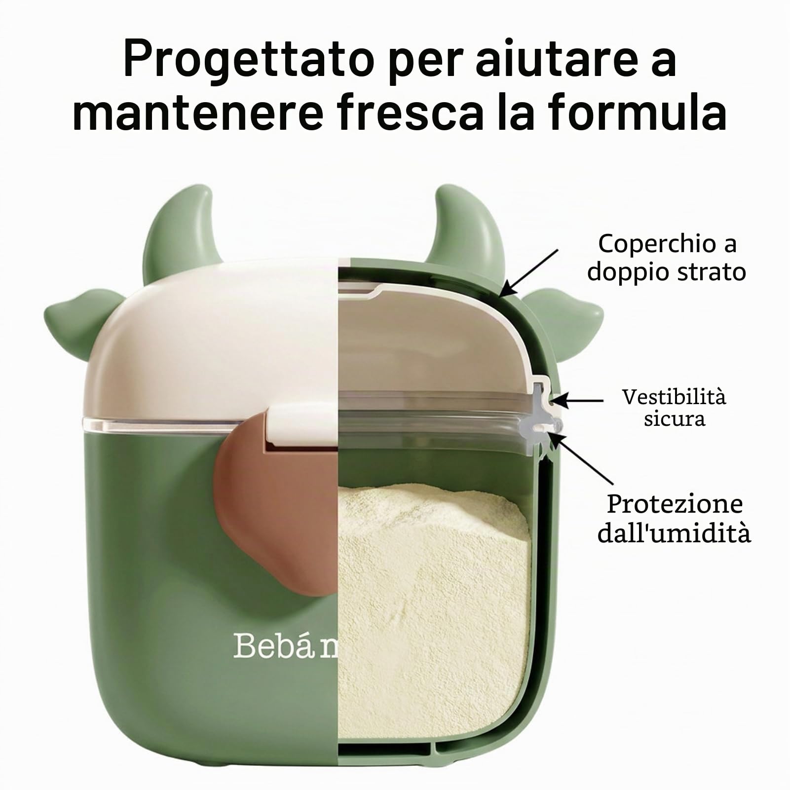 Bebamour Formula Dispenser Latte in Polvere 460 ML Contenitori Snack Portatile New Black