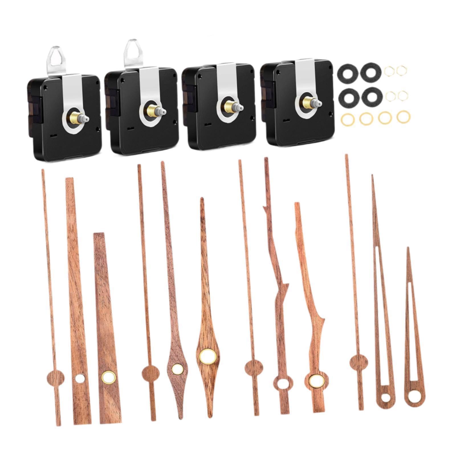 TWISAXC 4set lent Sweep Clock Movement Repair Set DIY Wall Clock Mechanism Replacement Insert Hands Into Mechanism, Wood and Black, 16mm